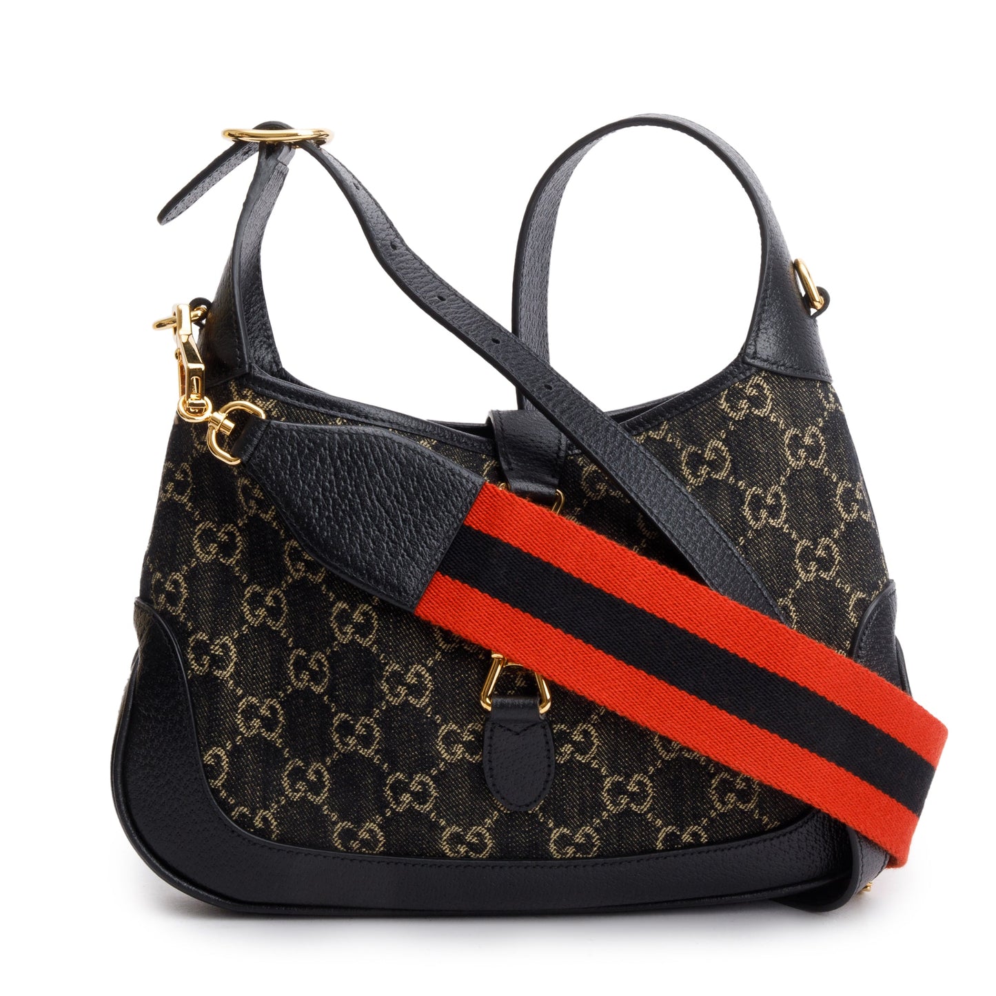 Gucci Black GG Denim Leather Trim Jackie 1961 Mini Shoulder Bag