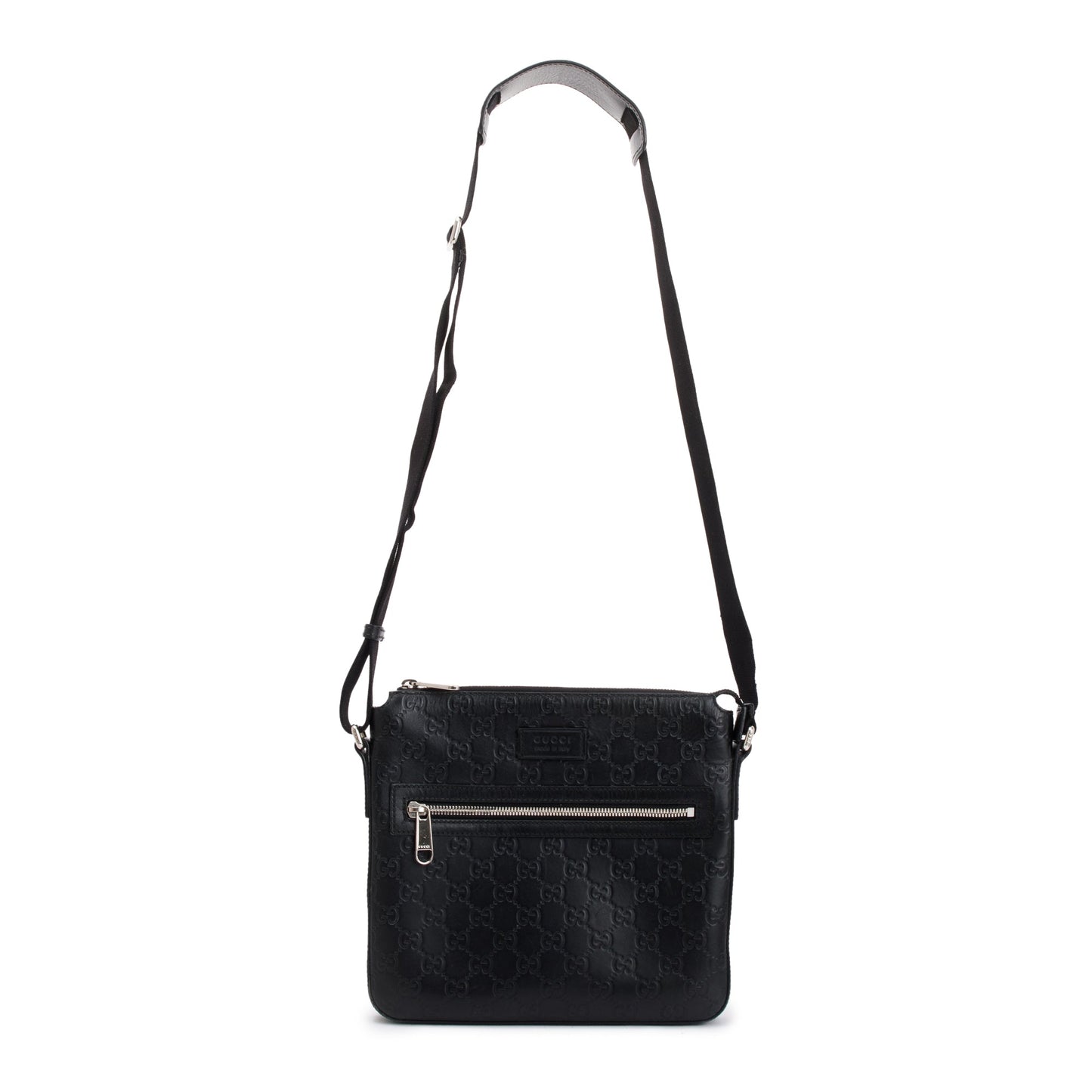 Gucci Black GG Embossed Leather Small Messenger Bag