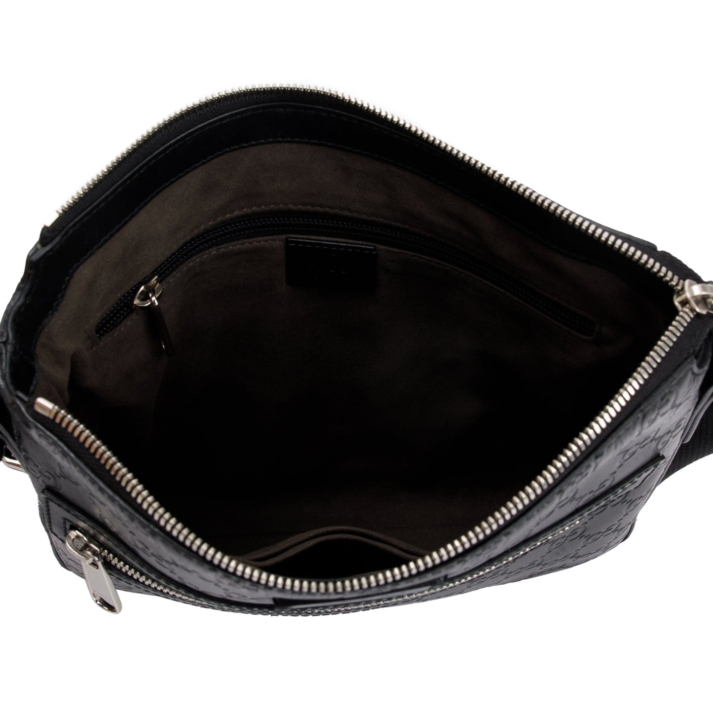 Gucci Black GG Embossed Leather Small Messenger Bag