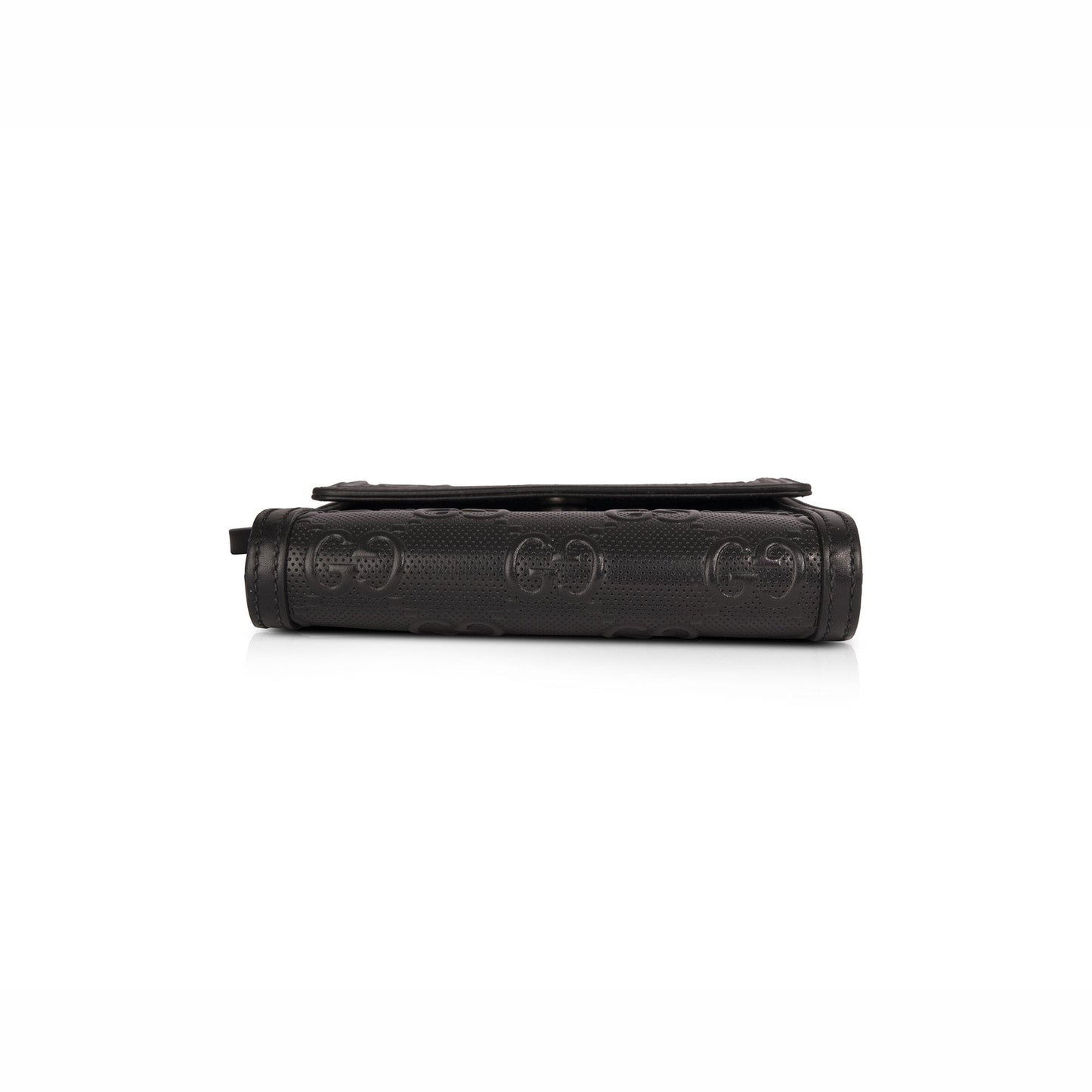 Gucci Black GG Embossed Messenger Bag