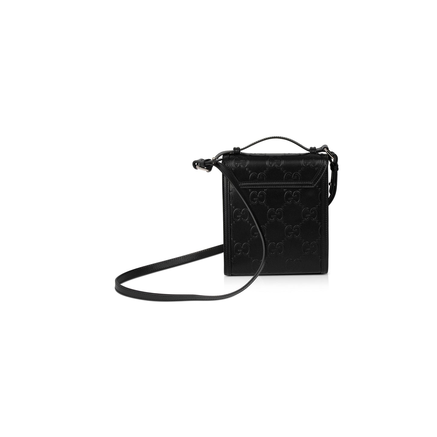 Gucci Black GG Embossed Messenger Bag