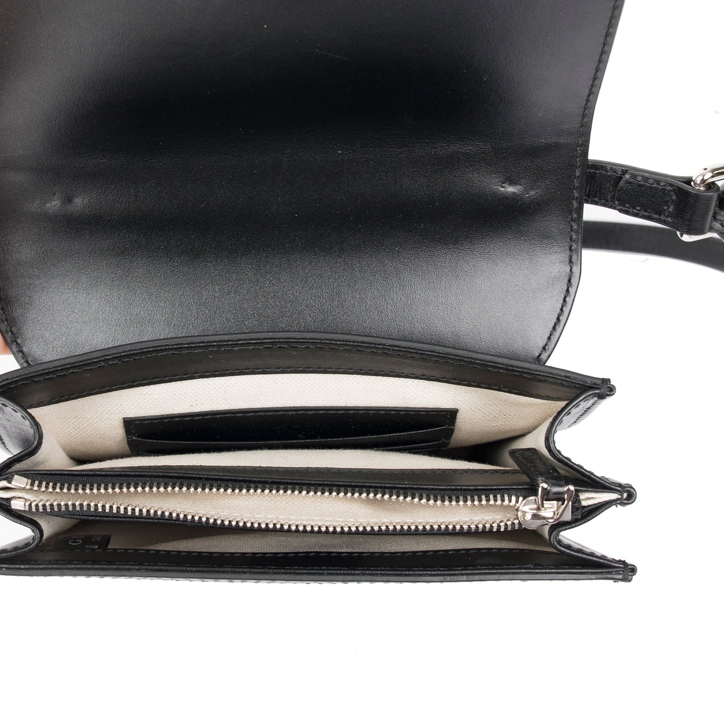 Gucci Black GG Embossed Messenger Bag