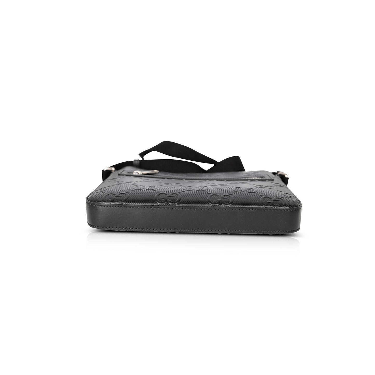 Gucci Black GG Embossed Small Messenger Bag
