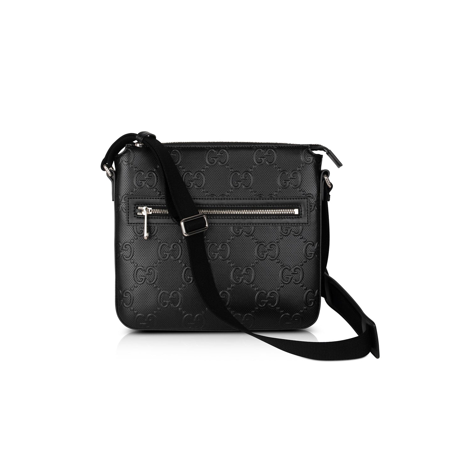 Gucci Black GG Embossed Small Messenger Bag