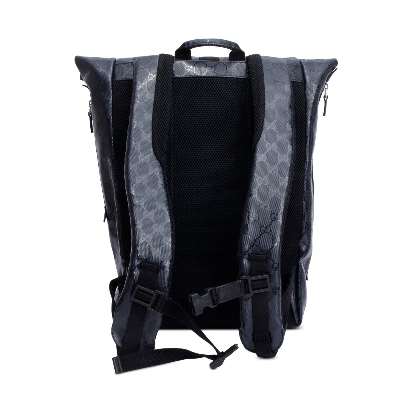 Gucci Black GG Imprime Flap Large Backpack