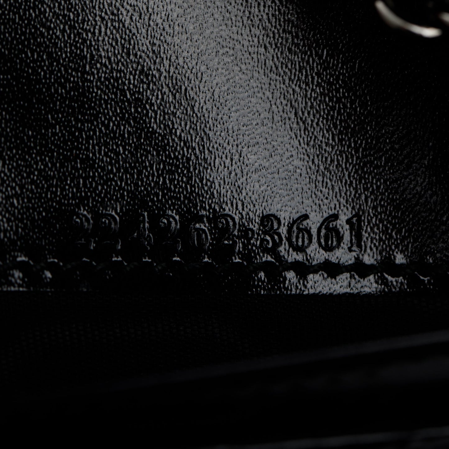 Gucci Black GG Imprime Monogram Pierced Wallet On Chain