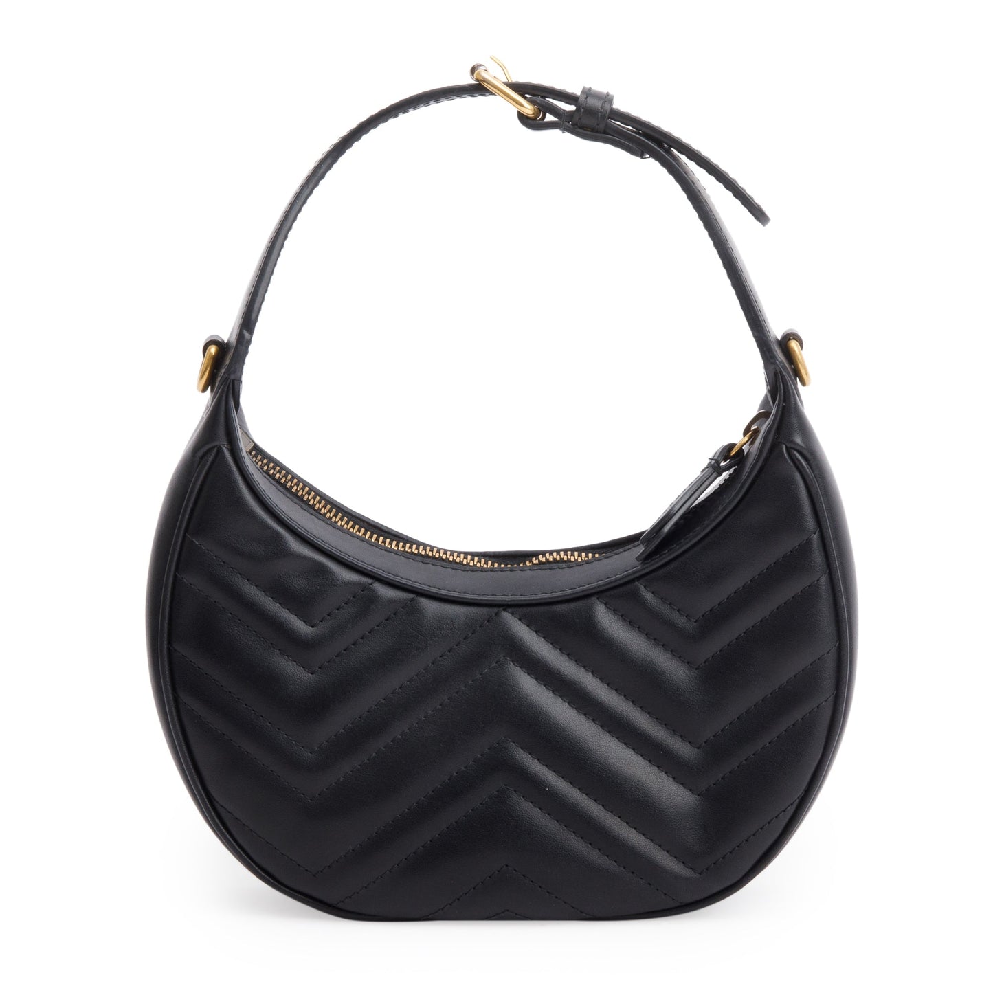 Gucci Black GG Marmont Half-Moon Shaped Mini Bag
