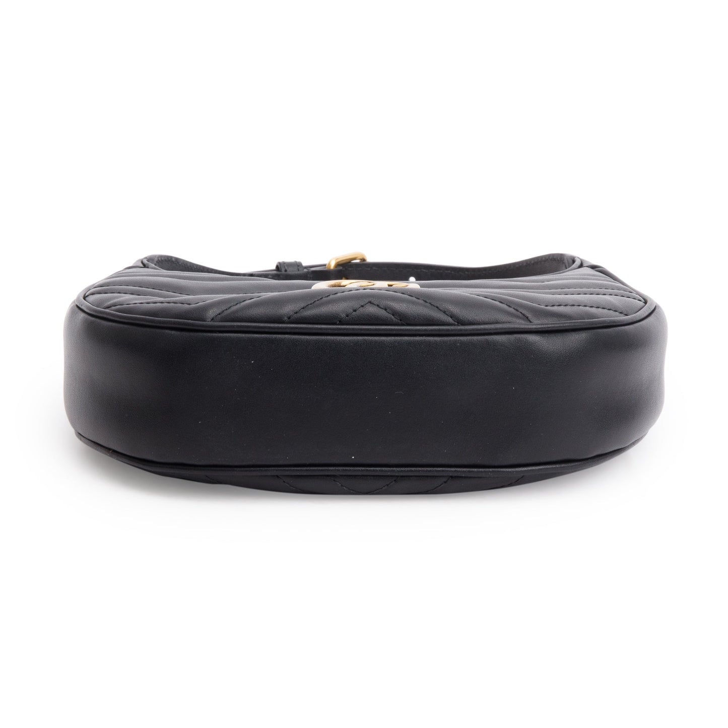 Gucci Black GG Marmont Half-Moon Shaped Mini Bag