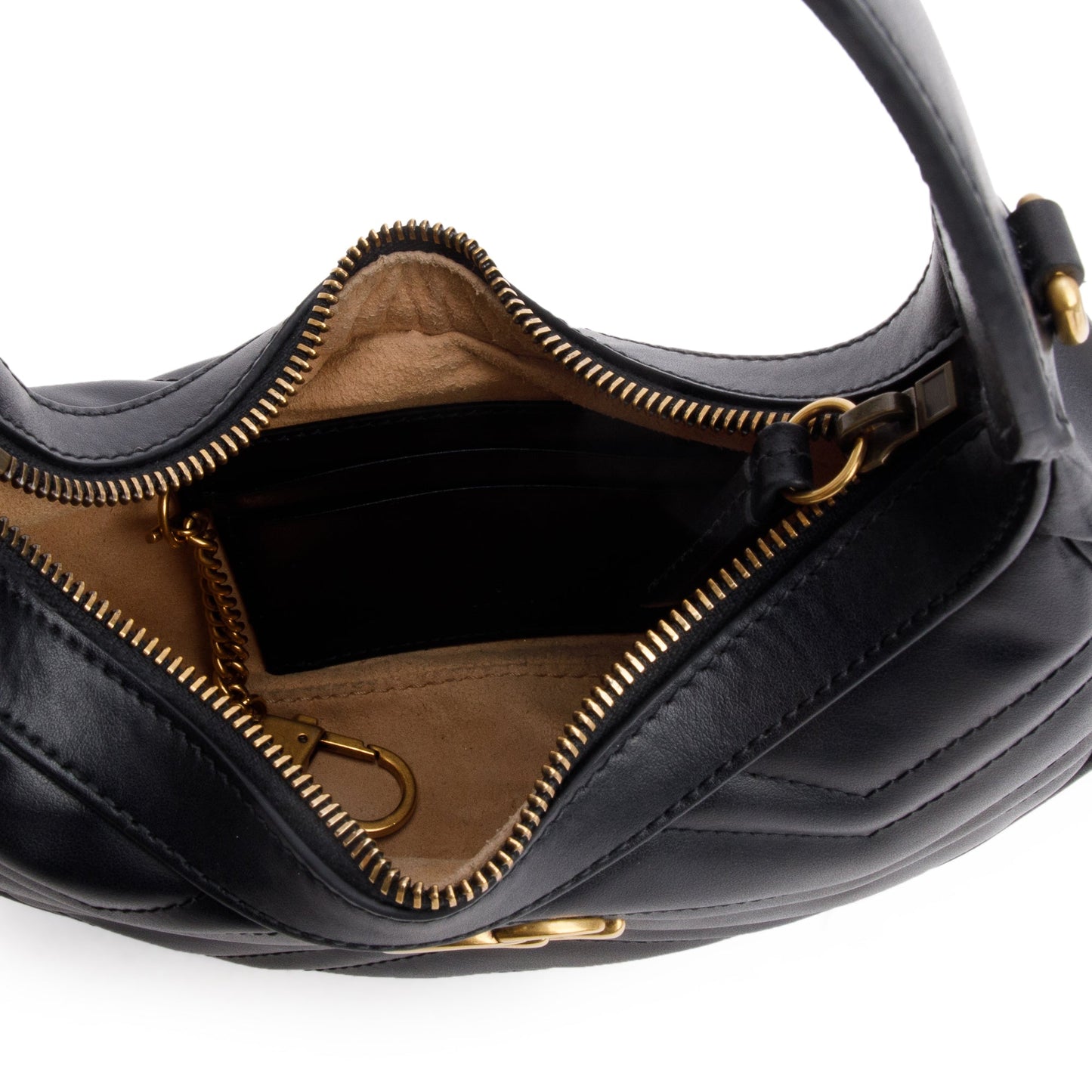 Gucci Black GG Marmont Half-Moon Shaped Mini Bag