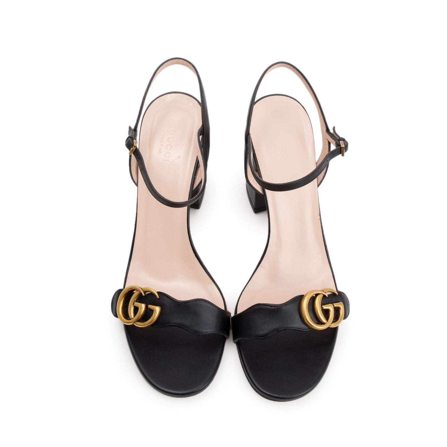 Gucci Black GG Marmont Leather Lifford Sandals , Size 40.5