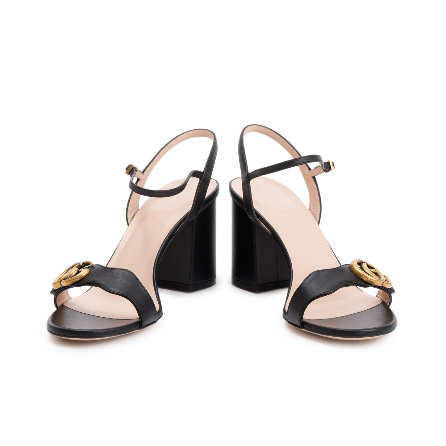 Gucci Black GG Marmont Leather Lifford Sandals , Size 40.5
