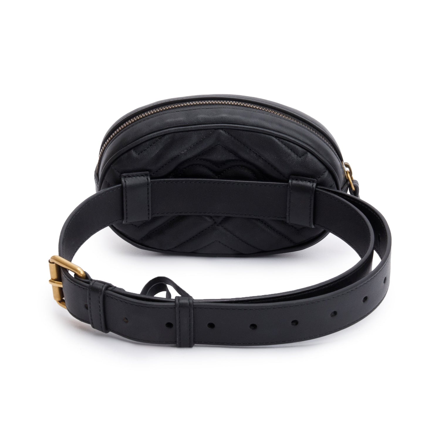Gucci Black GG Marmont Matelasse Leather Belt Bag, Size 75 30