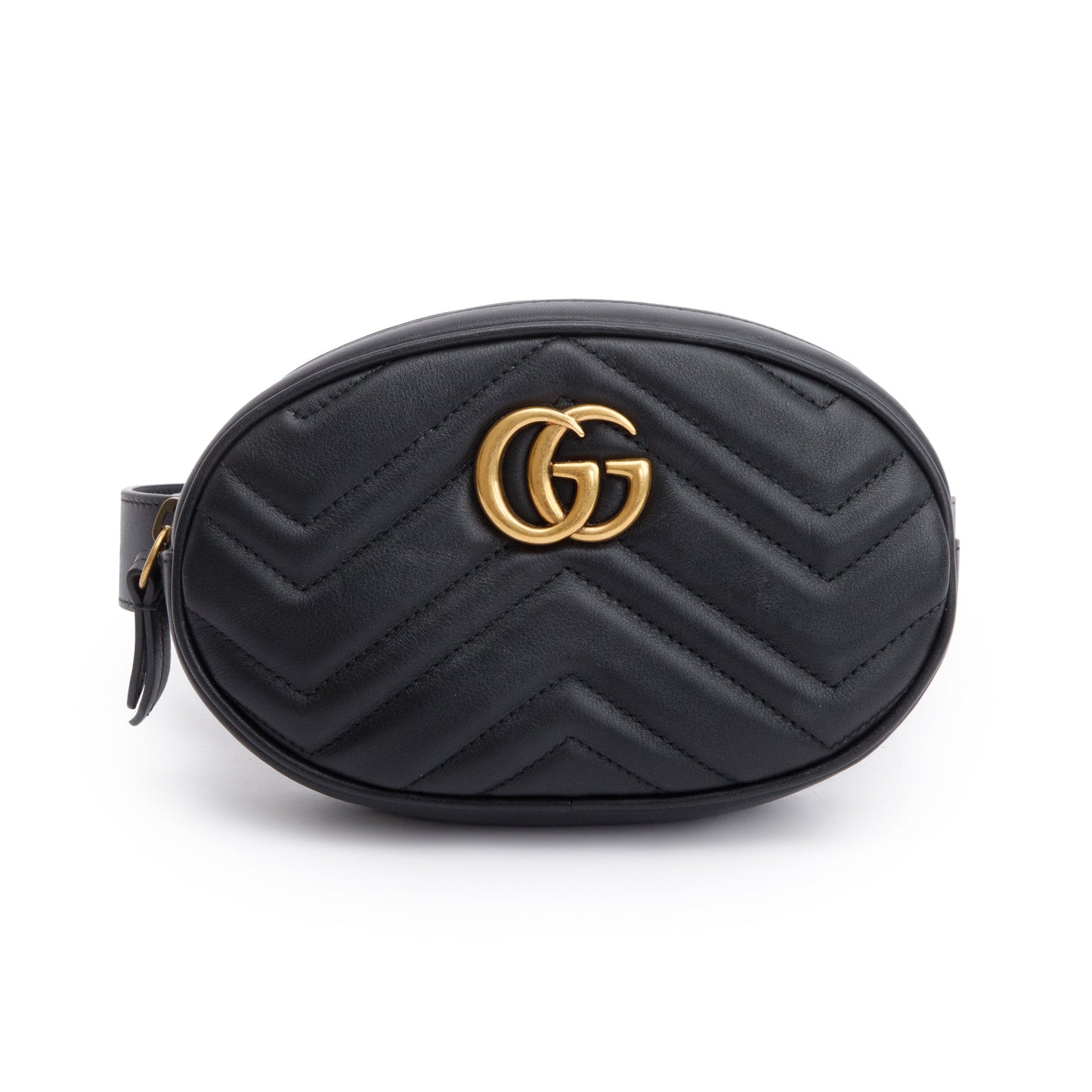 Gucci Black GG Marmont Matelasse Leather Belt Bag, Size 75 30