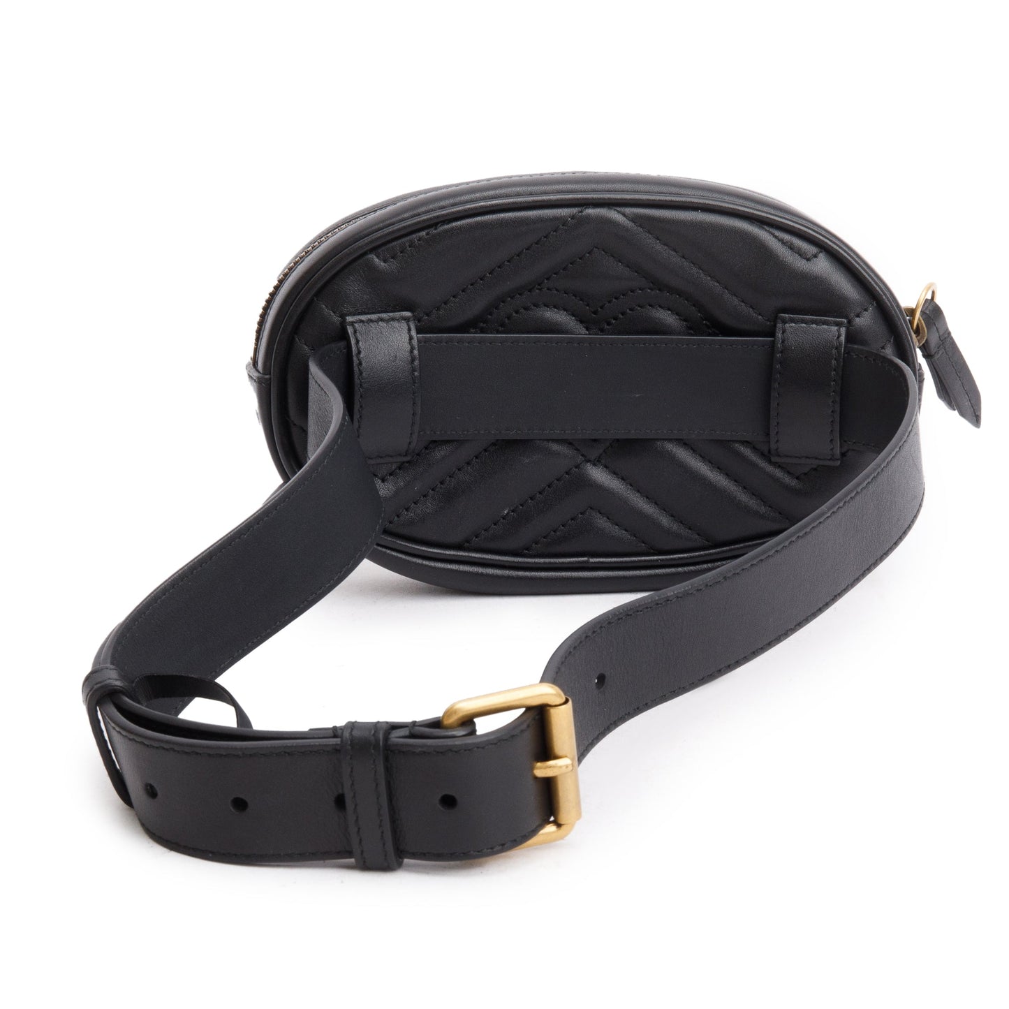Gucci Black GG Marmont Matelasse Leather Belt Bag, Size 75