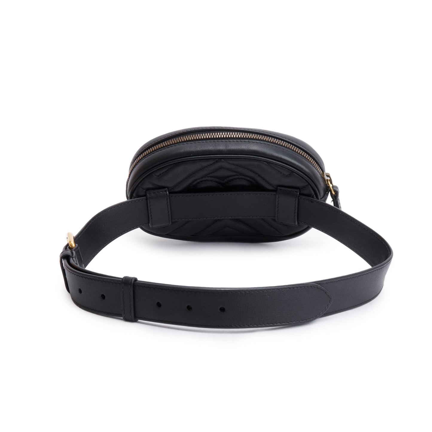 Gucci Black GG Marmont Matelasse Leather Belt Bag, Size 85 34