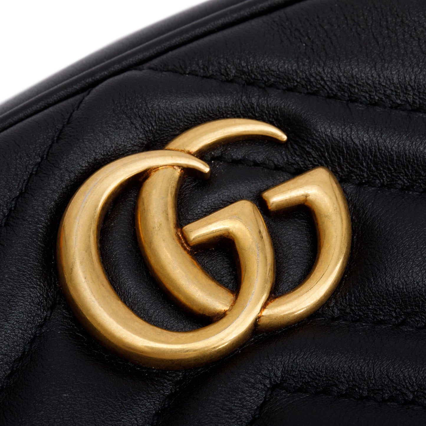 Gucci Black GG Marmont Matelasse Leather Belt Bag, Size 85 34