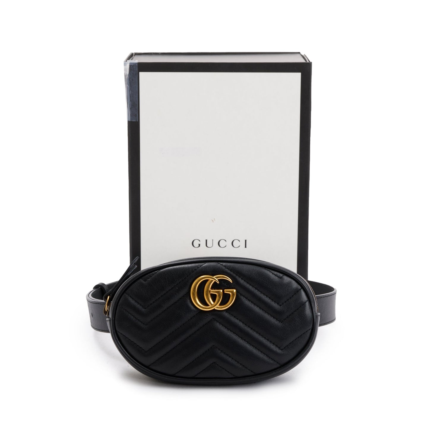 Gucci Black GG Marmont Matelasse Leather Belt Bag