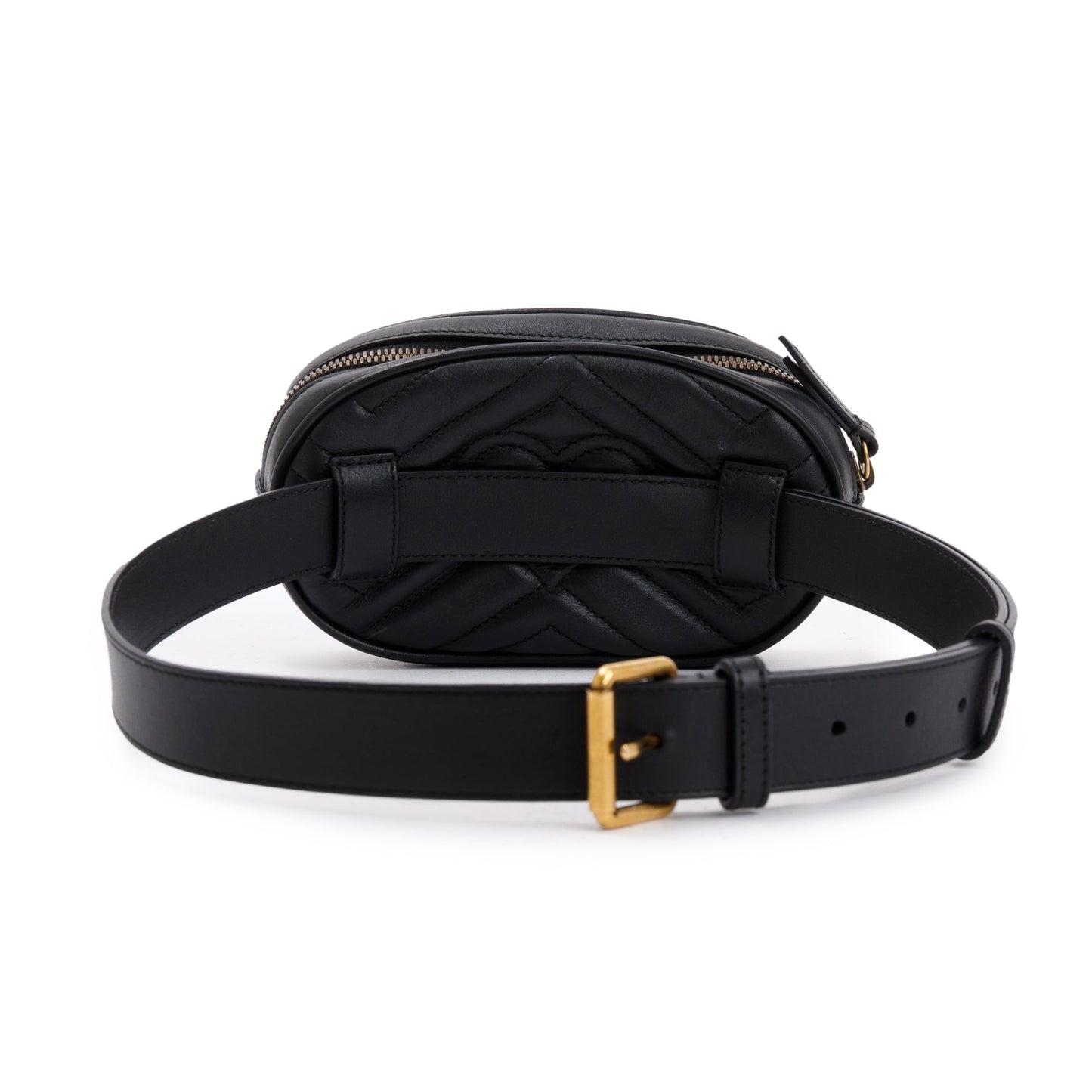 Gucci Black GG Marmont Matelasse Leather Belt Bag