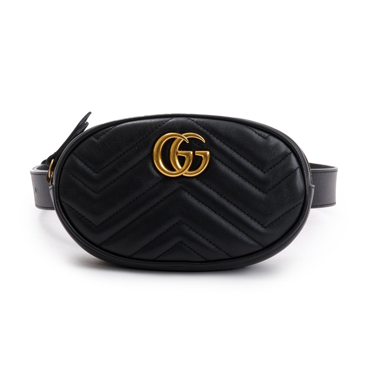 Gucci Black GG Marmont Matelasse Leather Belt Bag