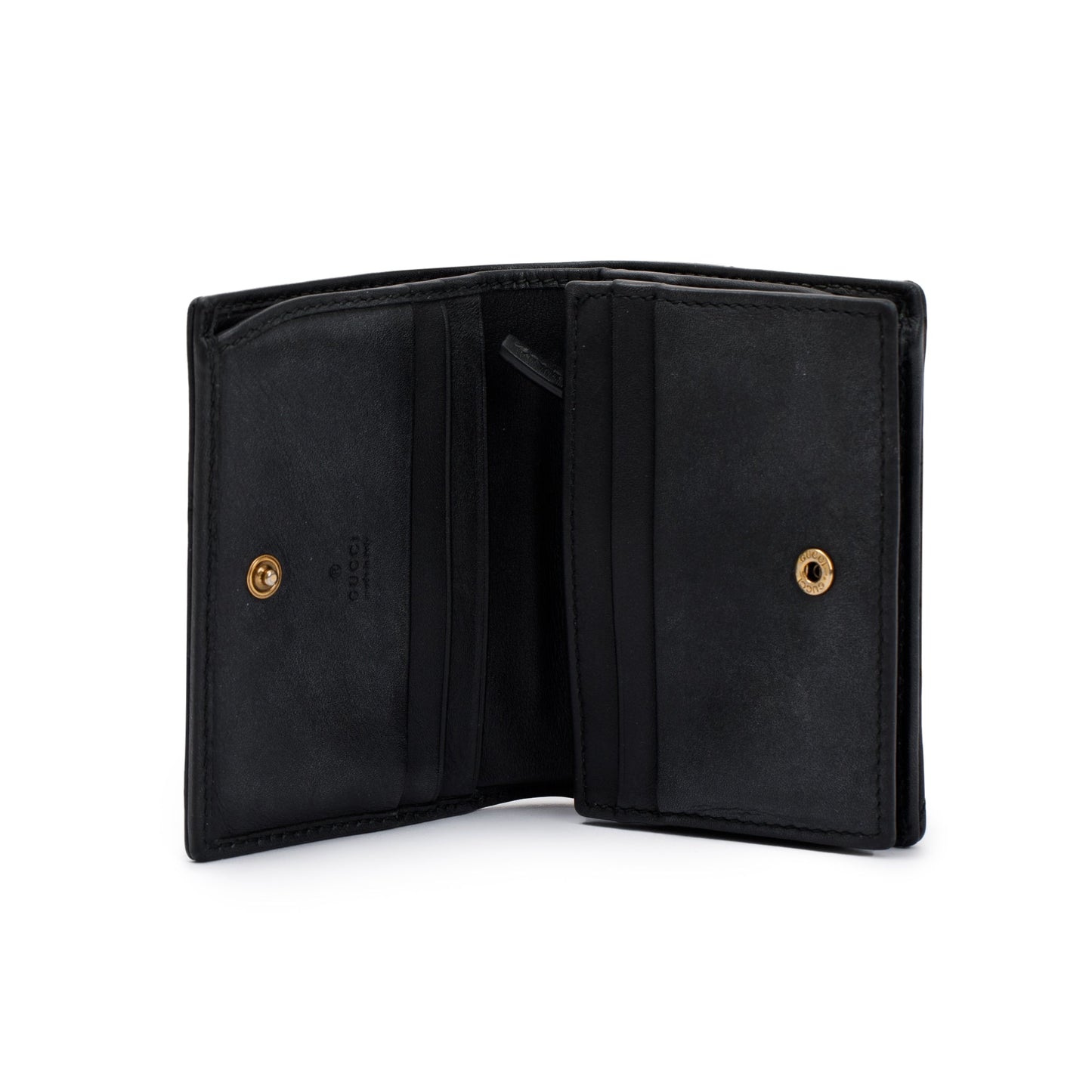 Gucci Black GG Marmont Matelasse Leather Card Case Wallet