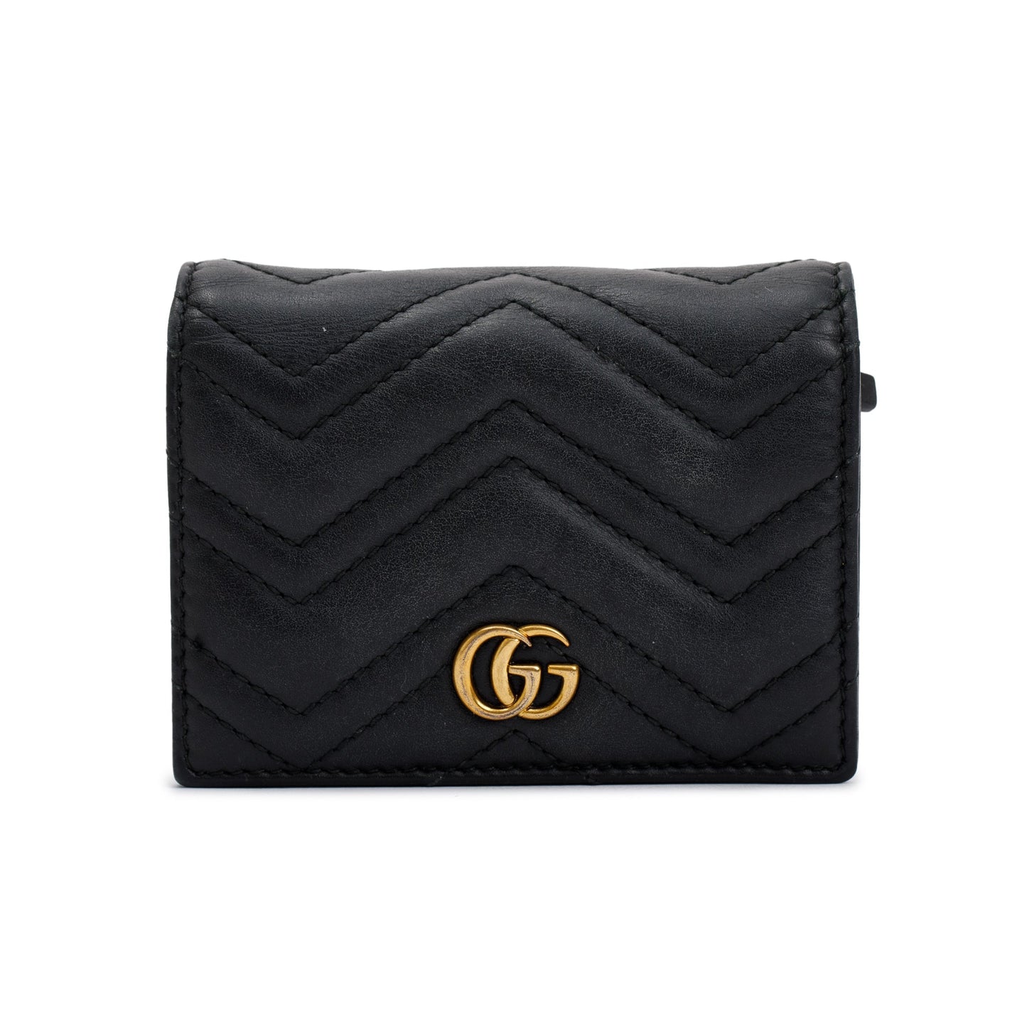Gucci Black GG Marmont Matelasse Leather Card Case Wallet