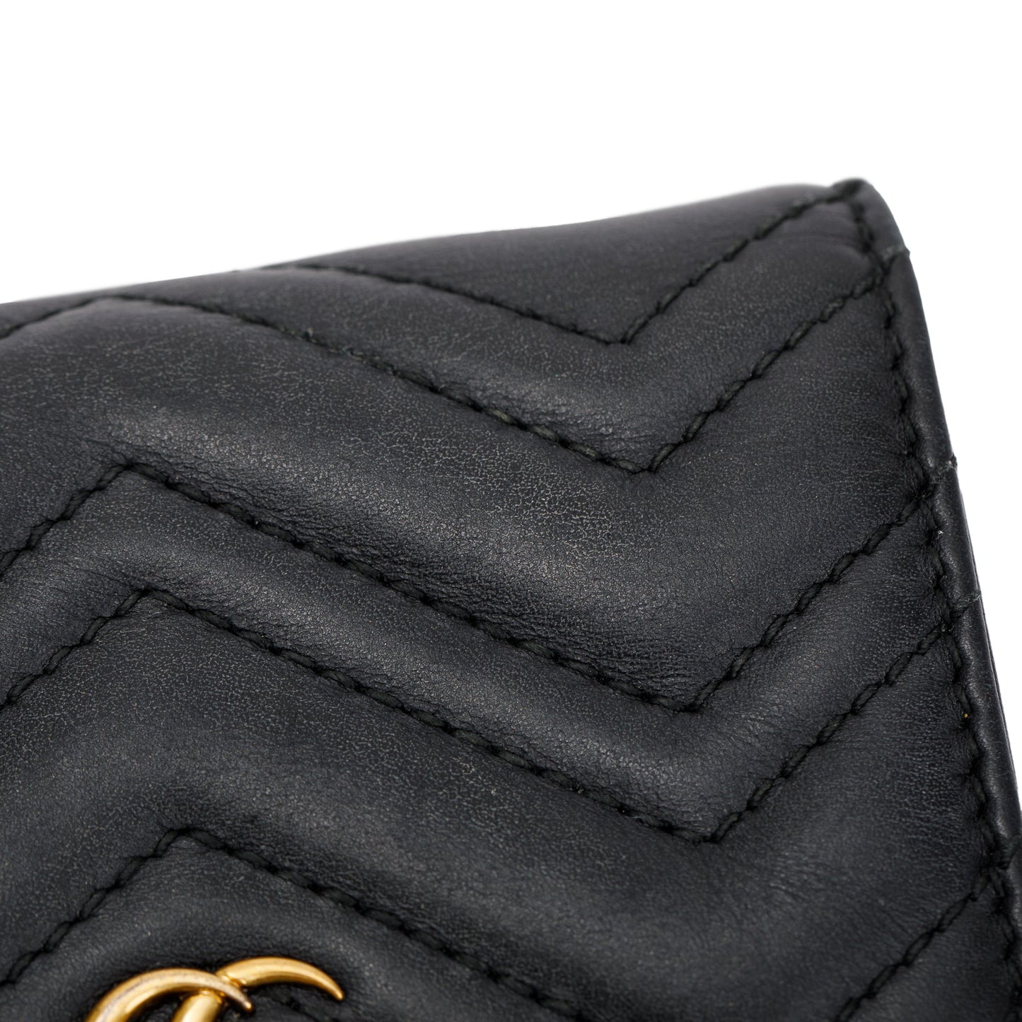 Gucci Black GG Marmont Matelasse Leather Card Case Wallet