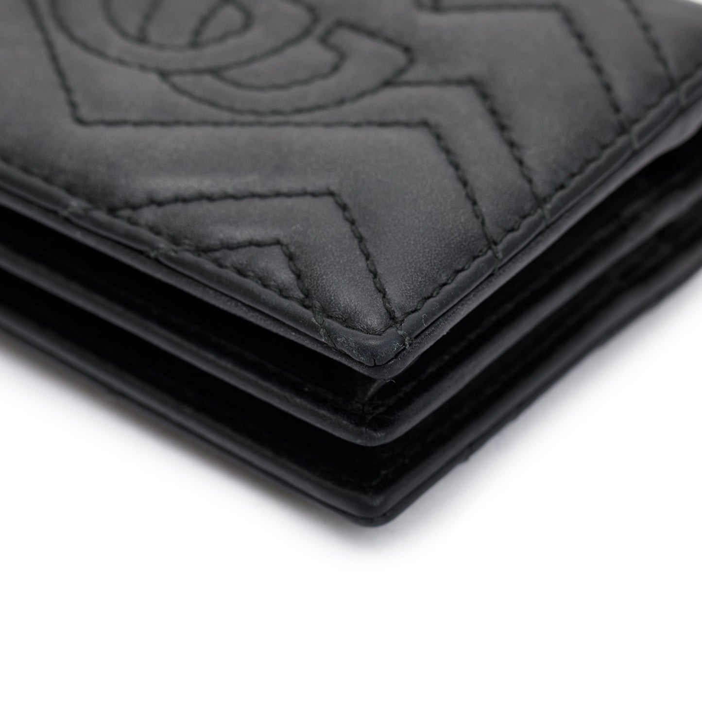 Gucci Black GG Marmont Matelasse Leather Card Case Wallet
