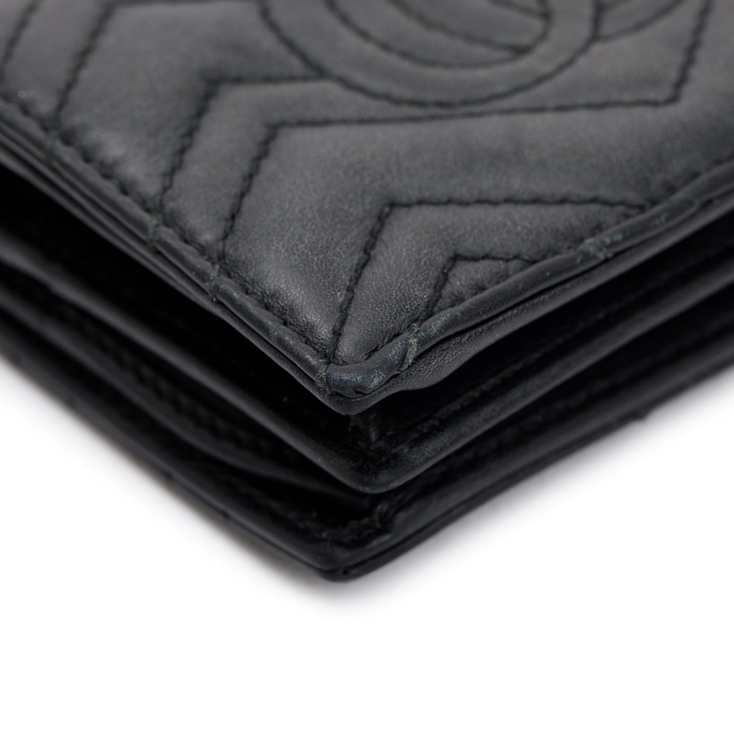 Gucci Black GG Marmont Matelasse Leather Card Case Wallet
