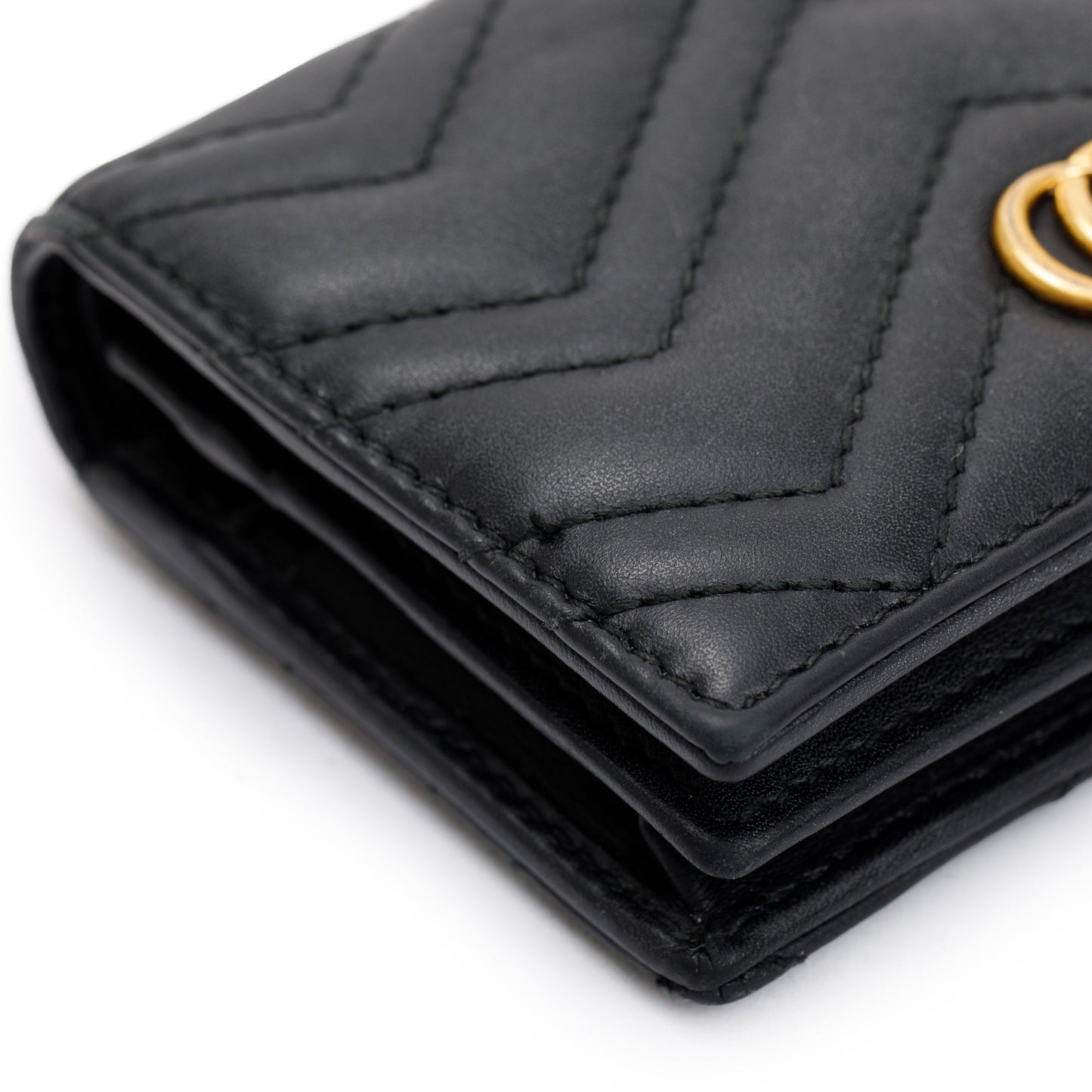 Gucci Black GG Marmont Matelasse Leather Card Case Wallet