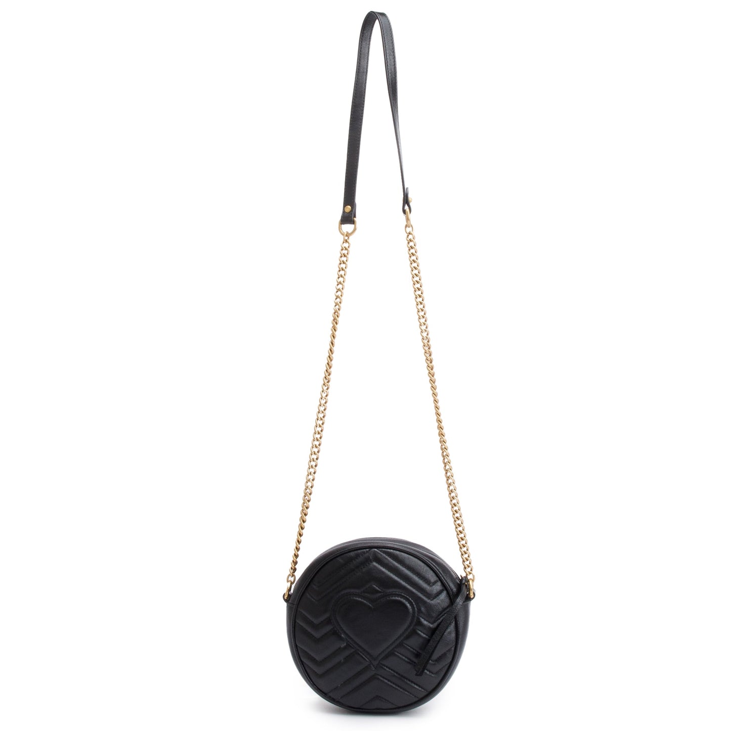 Gucci Black GG Marmont Matelasse Leather Mini Round Shoulder Bag