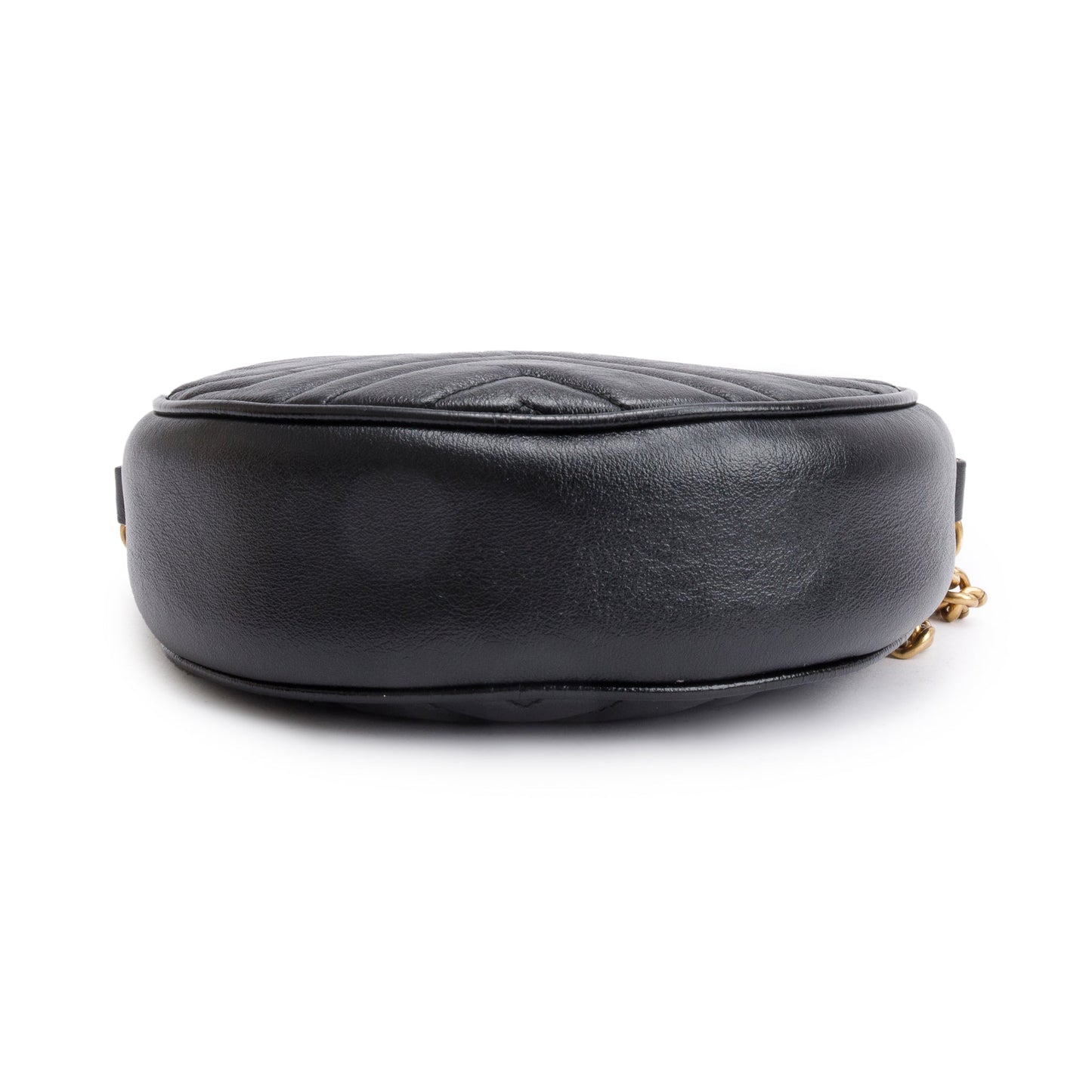 Gucci Black GG Marmont Matelasse Leather Mini Round Shoulder Bag
