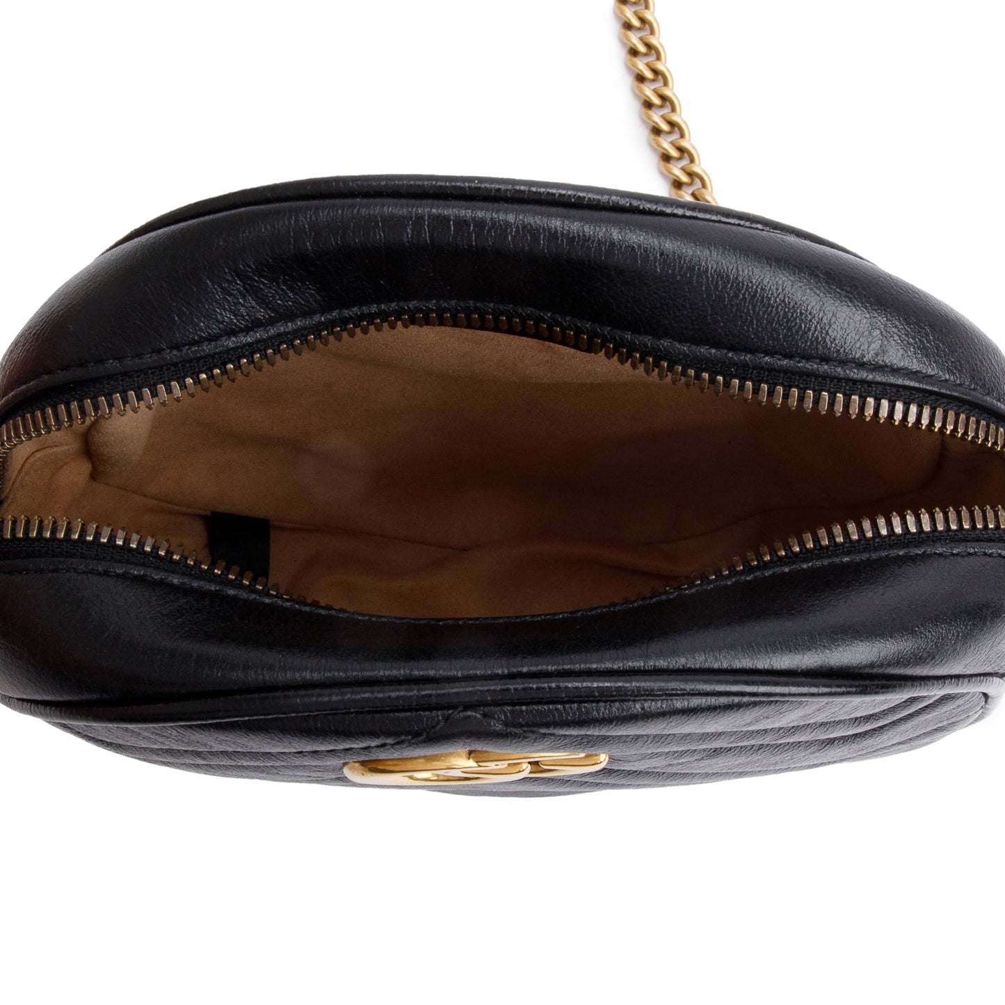 Gucci Black GG Marmont Matelasse Leather Mini Round Shoulder Bag