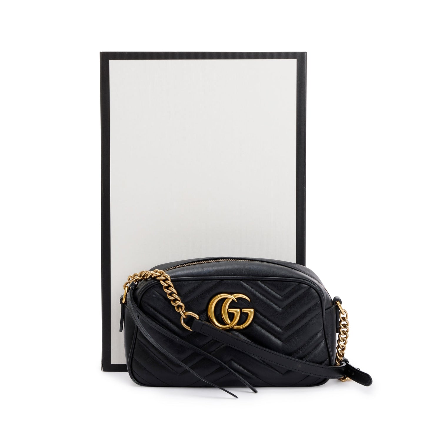 Gucci Black GG Marmont Matelasse Leather Small Shoulder Bag
