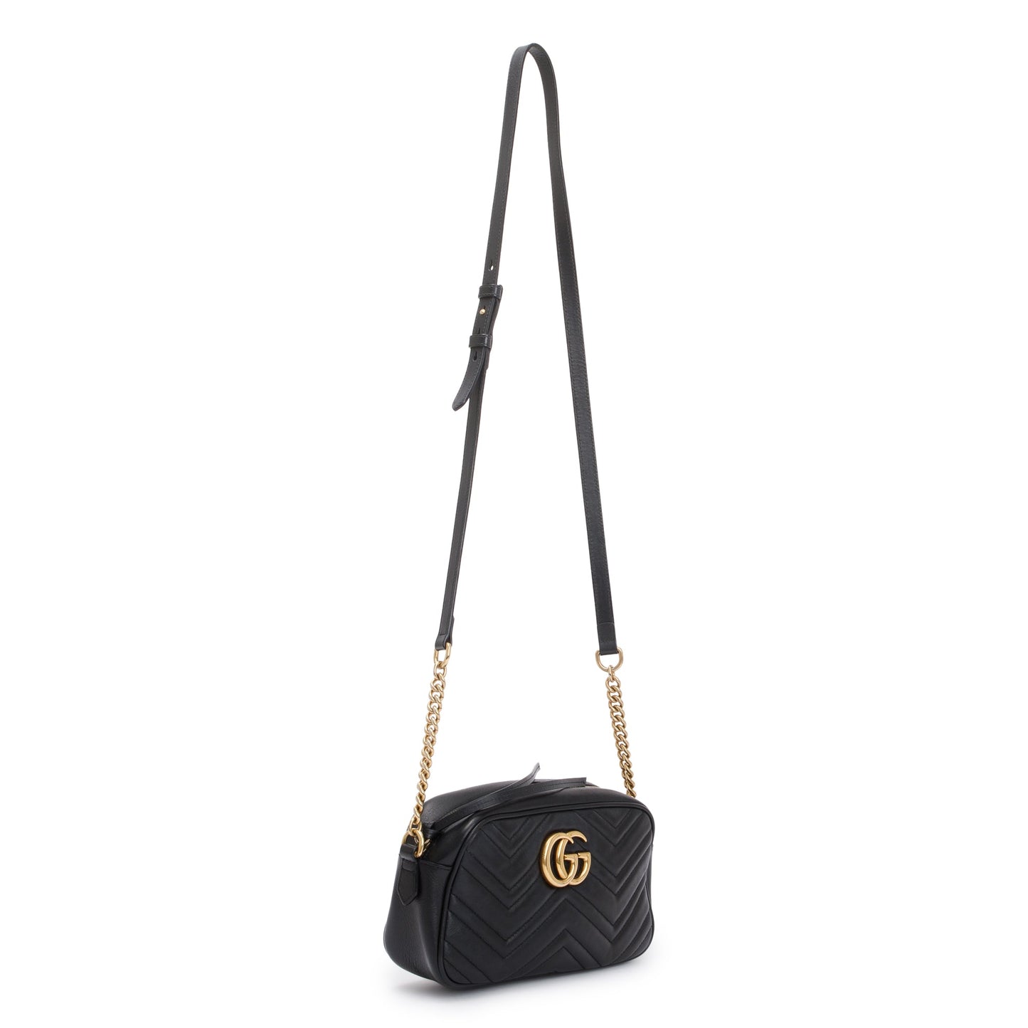 Gucci Black GG Marmont Matelasse Leather Small Shoulder Bag