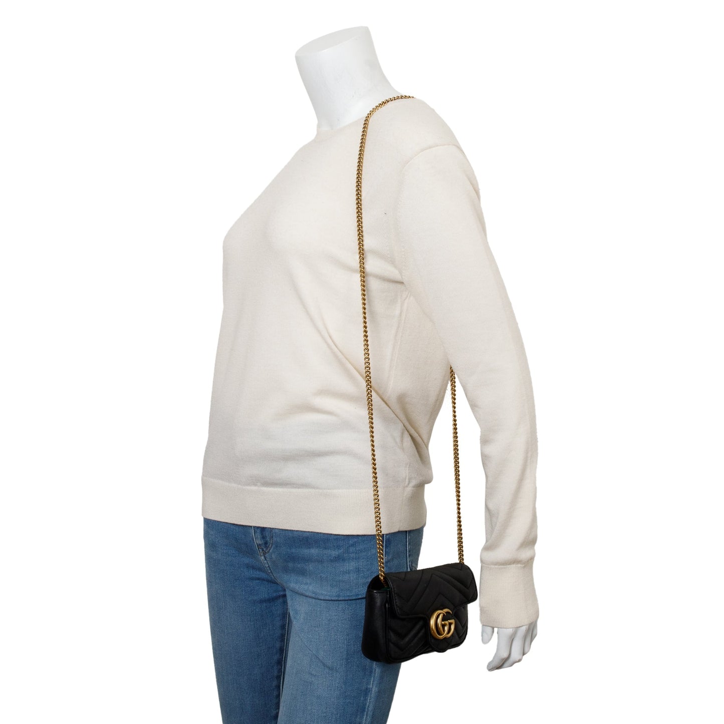 Gucci Black GG Marmont Matelasse Leather Super Mini Bag