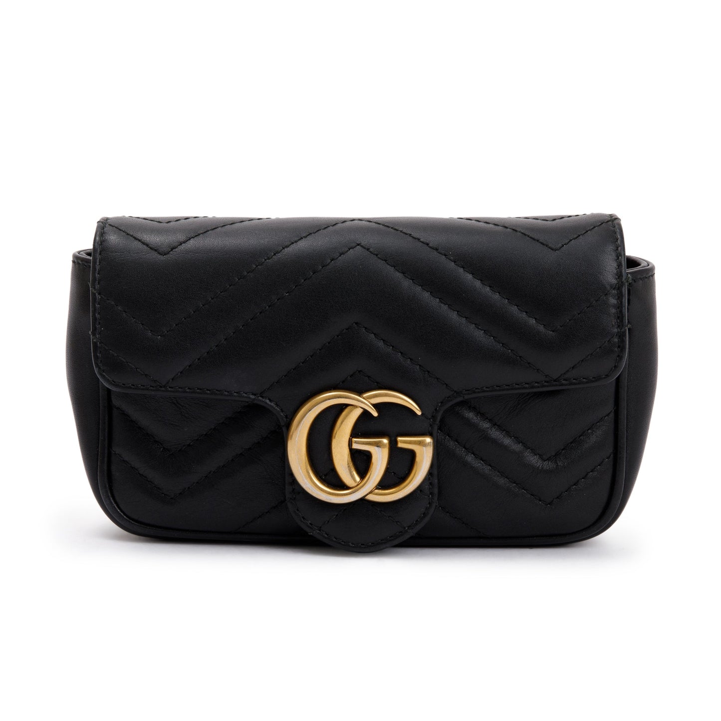 Gucci Black GG Marmont Matelasse Leather Super Mini Bag
