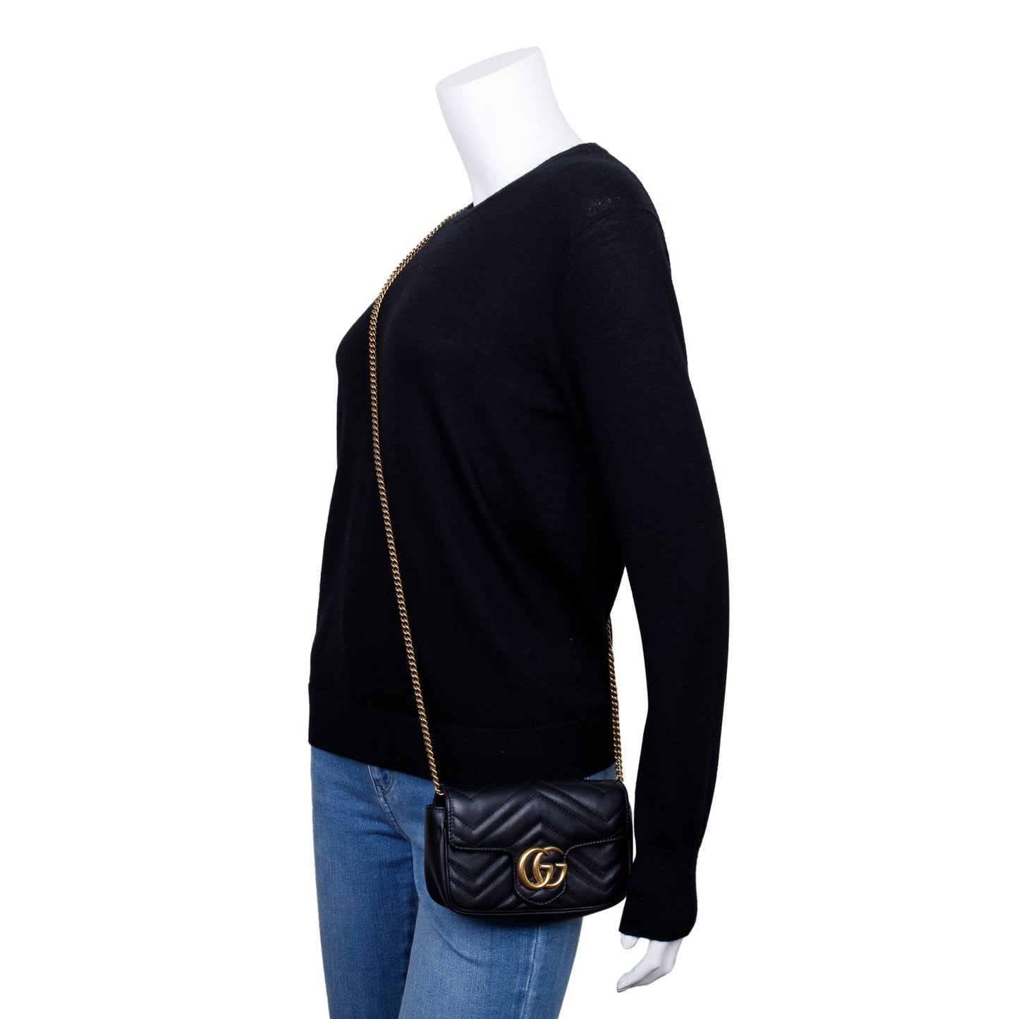 Gucci Black GG Marmont Matelasse Leather Super Mini Bag
