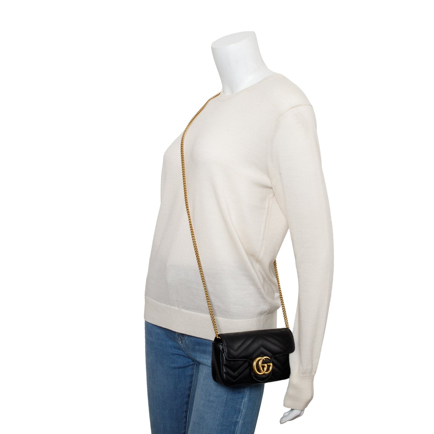 Gucci Black GG Marmont Matelasse Leather Super Mini Bag