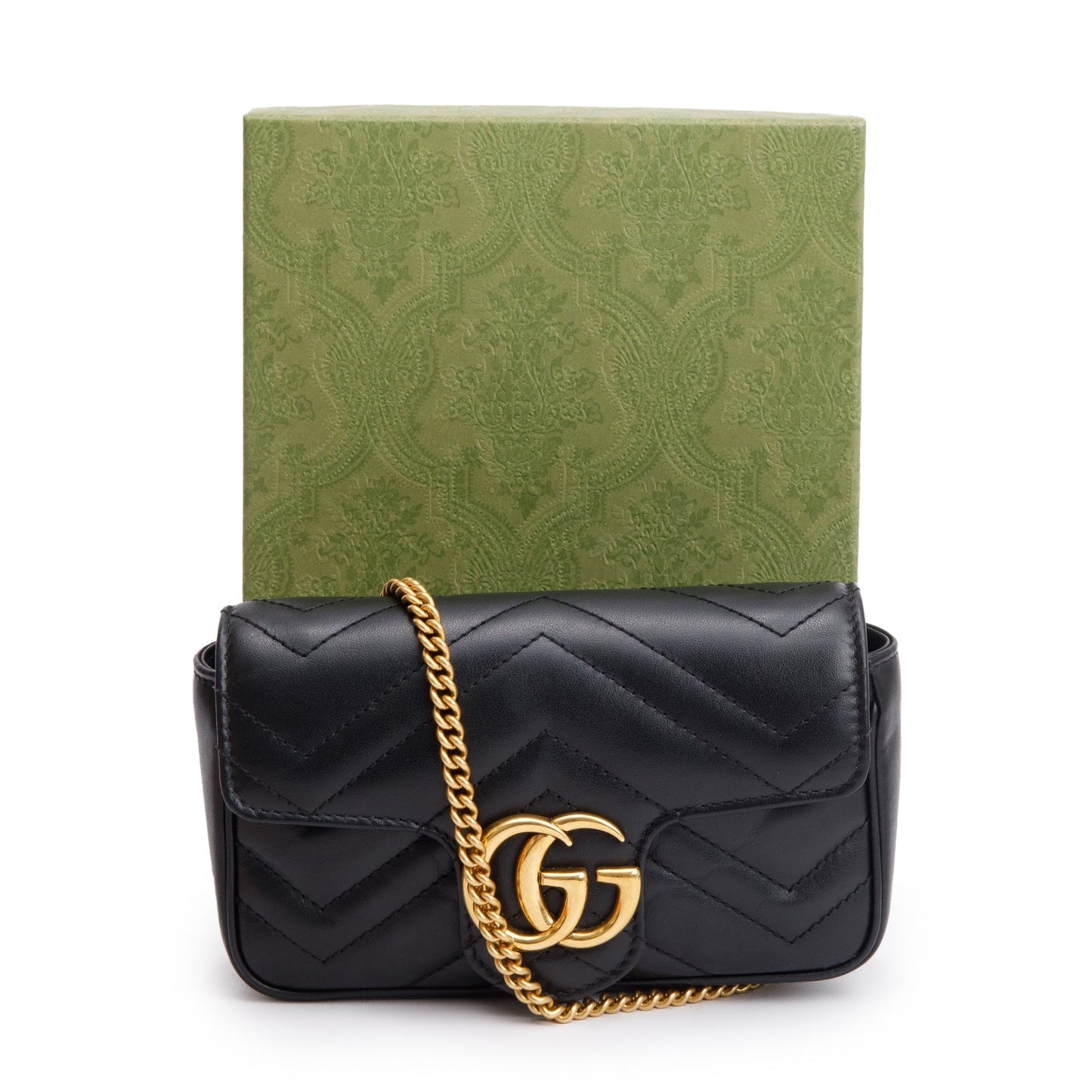 Gucci Black GG Marmont Matelasse Leather Super Mini Bag