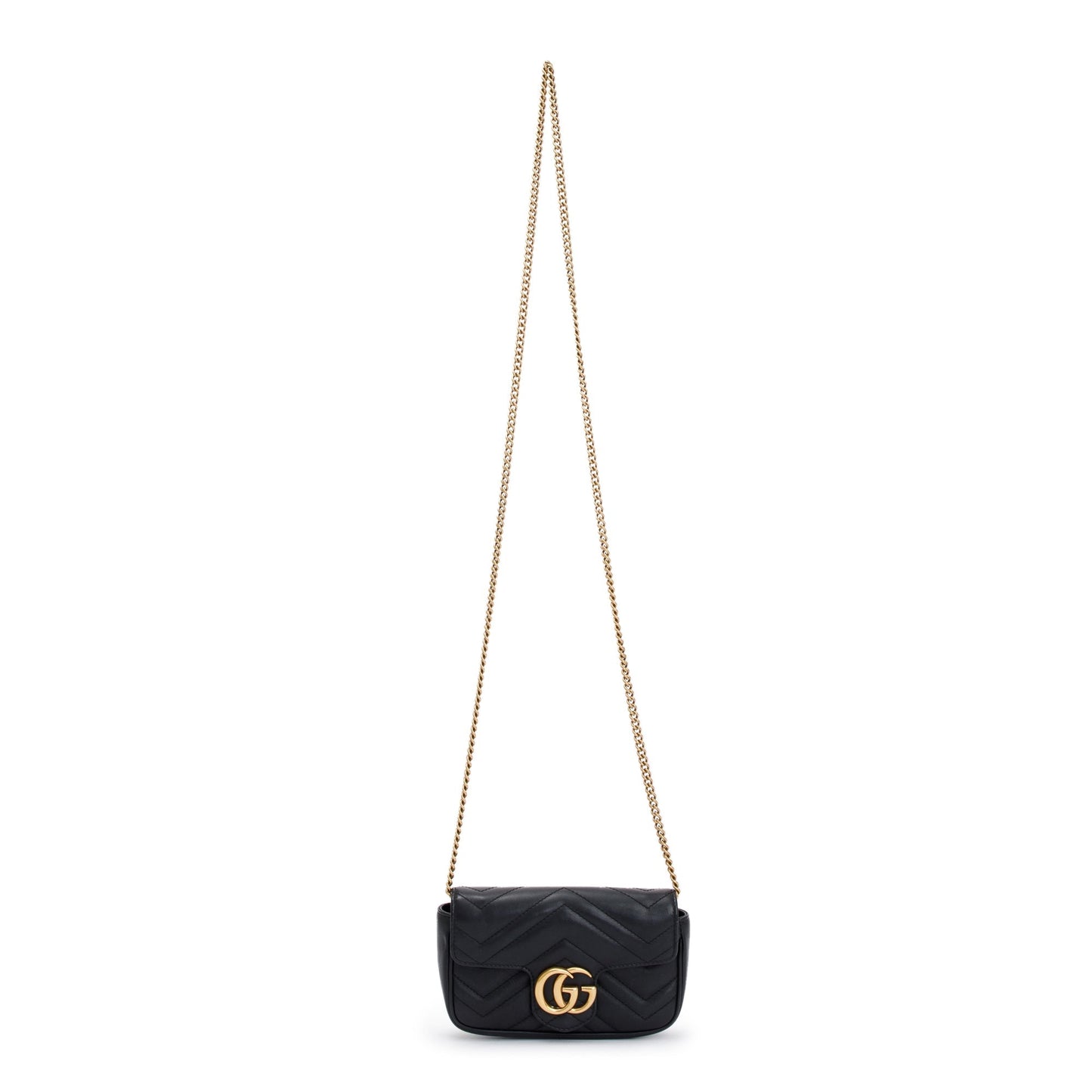 Gucci Black GG Marmont Matelasse Leather Super Mini Bag