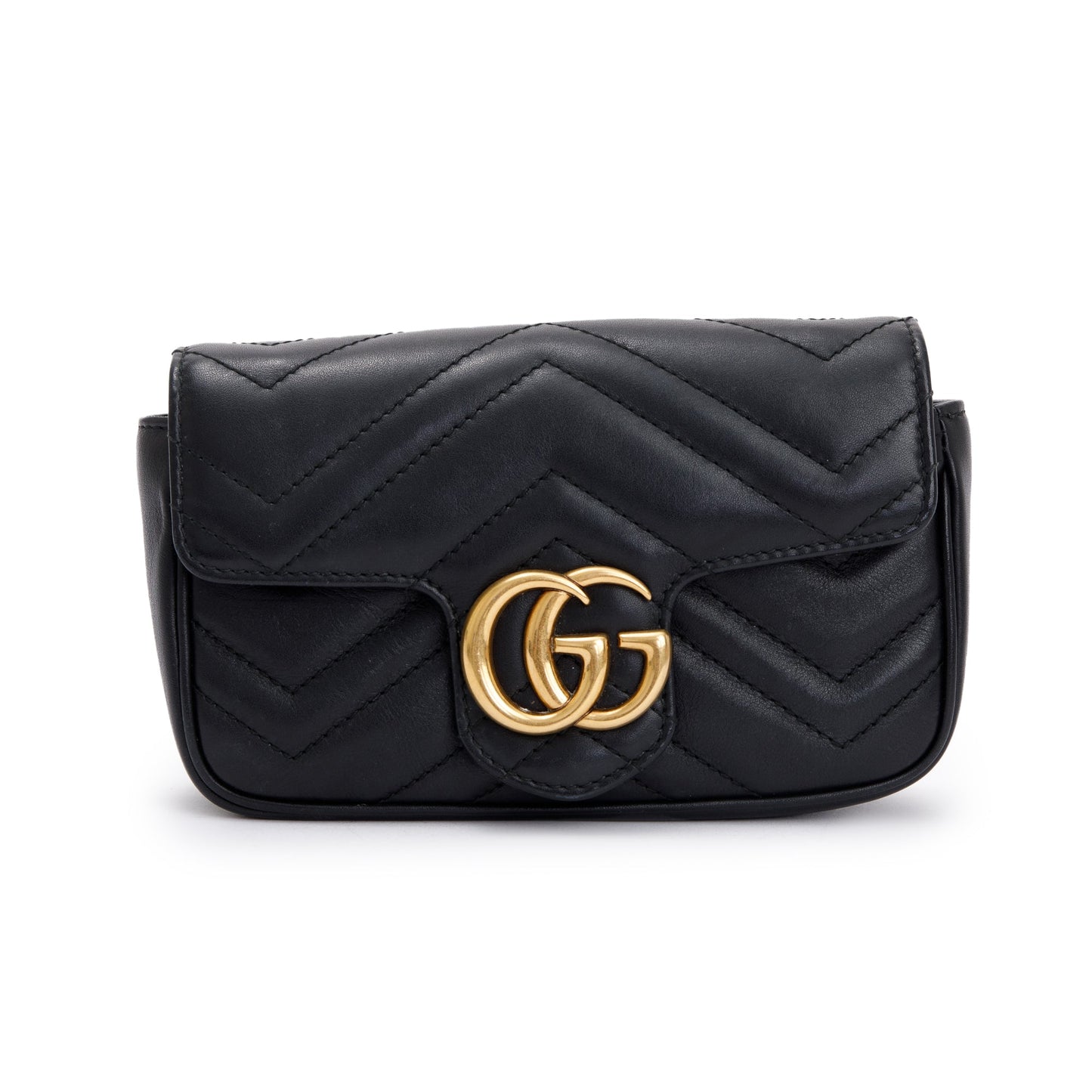 Gucci Black GG Marmont Matelasse Leather Super Mini Bag