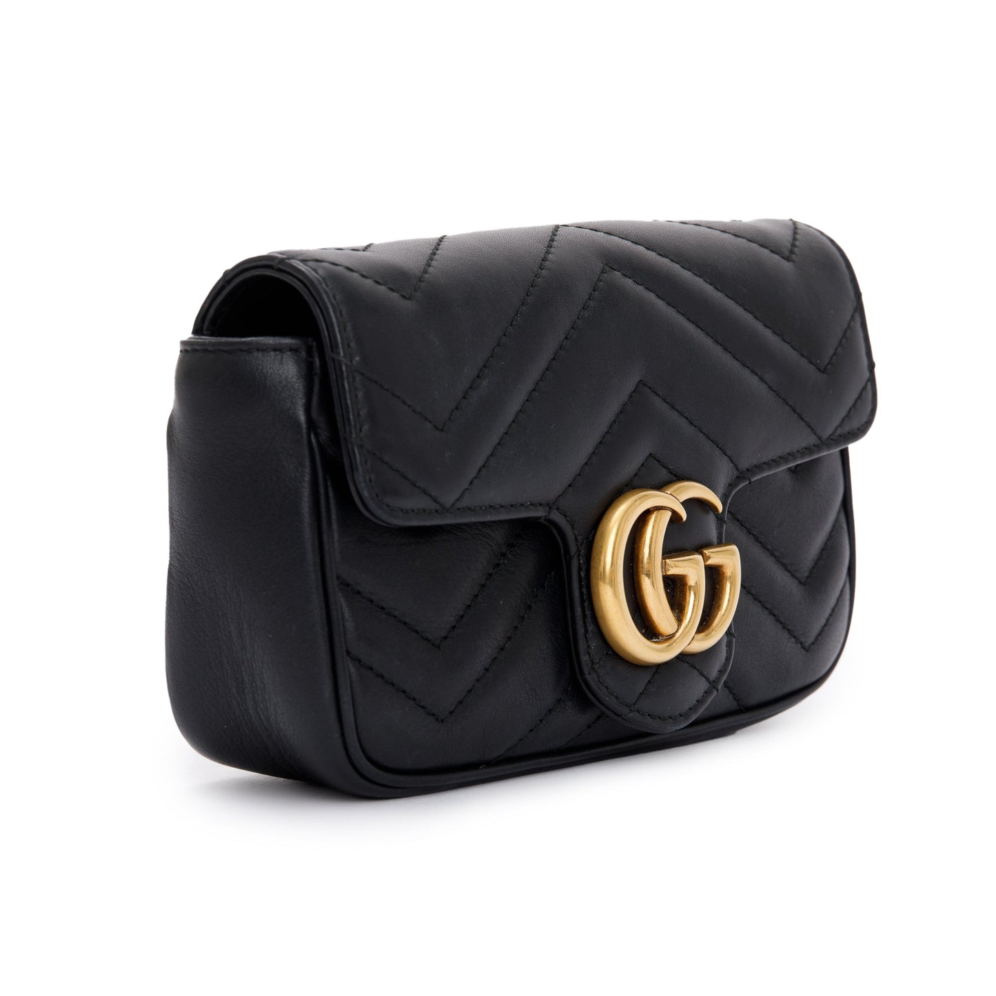 Gucci Black GG Marmont Matelasse Leather Super Mini Bag