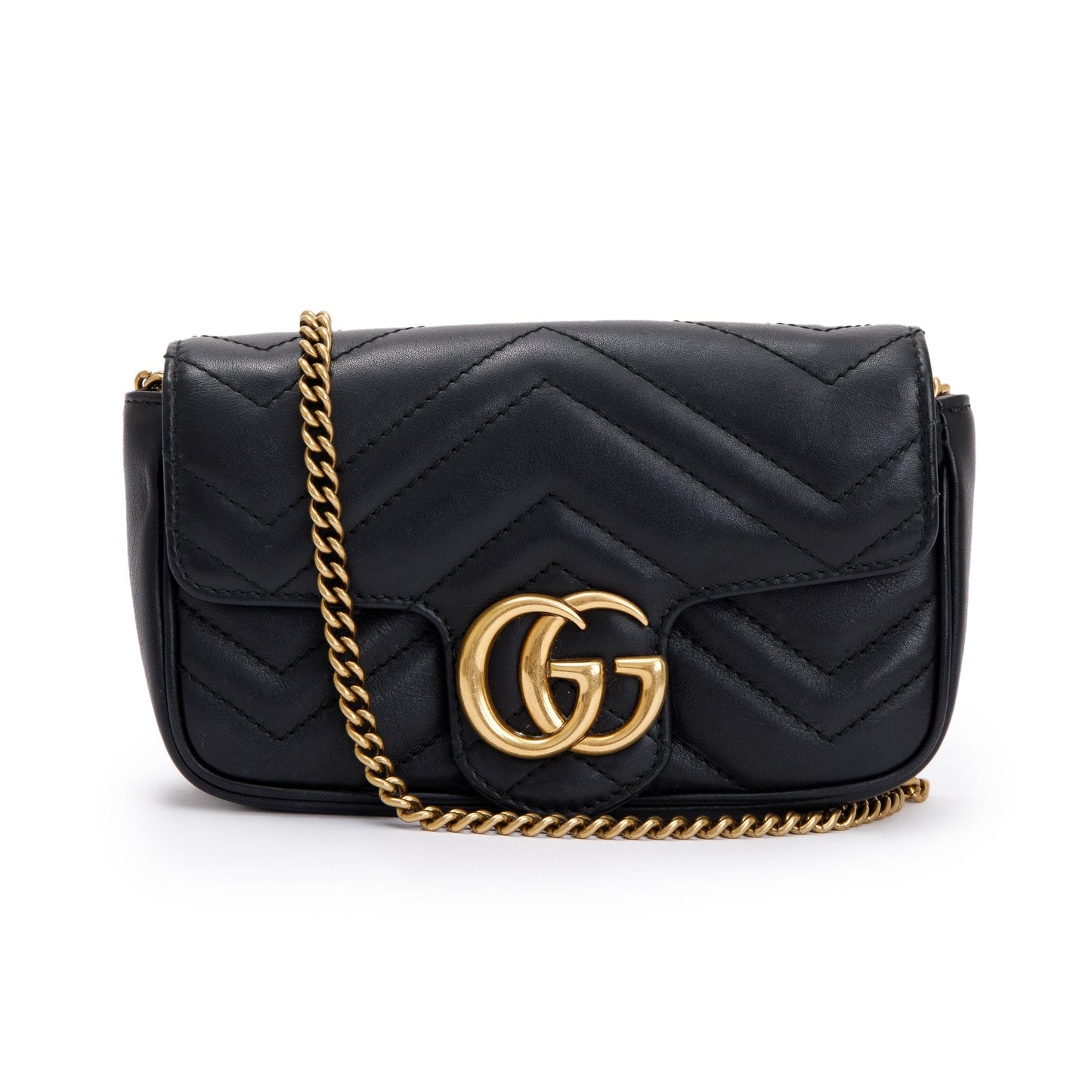 Gucci Black GG Marmont Matelasse Leather Super Mini Bag