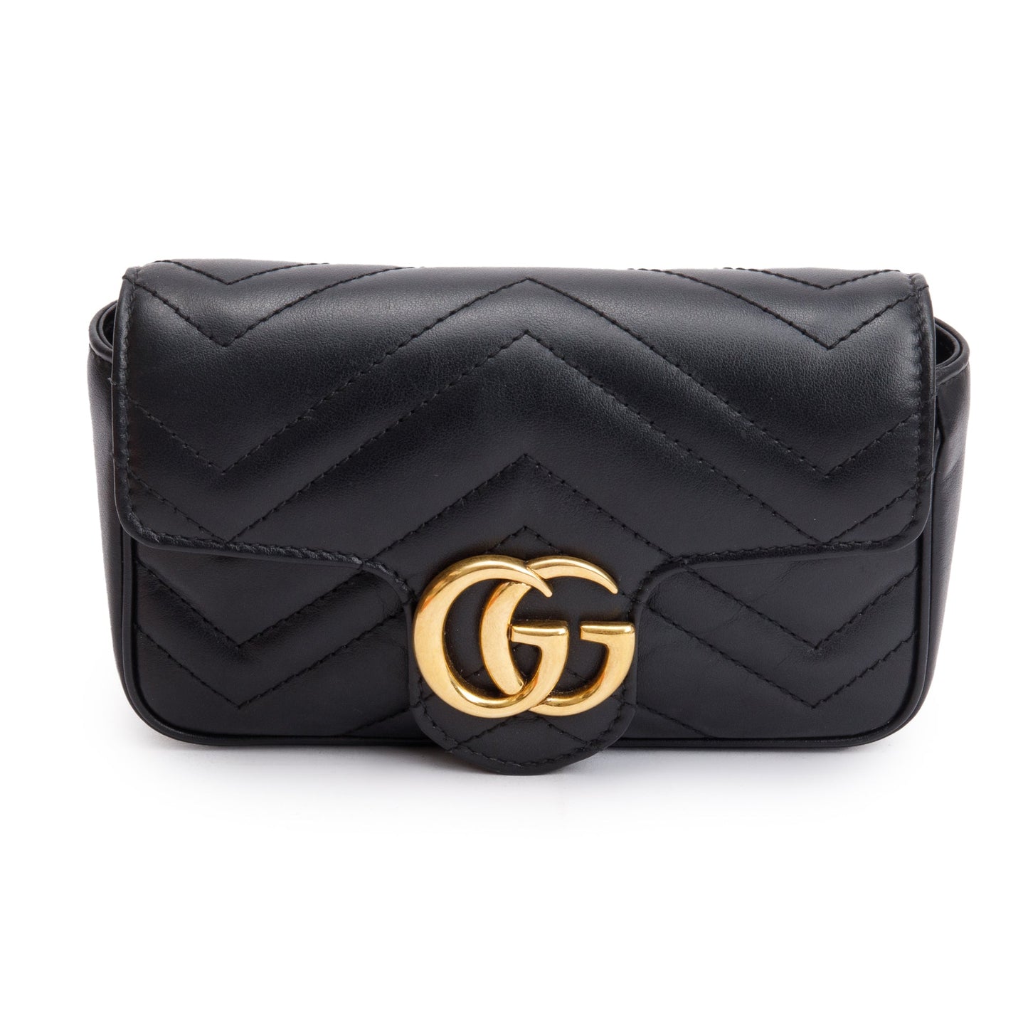 Gucci Black GG Marmont Matelasse Leather Super Mini Bag