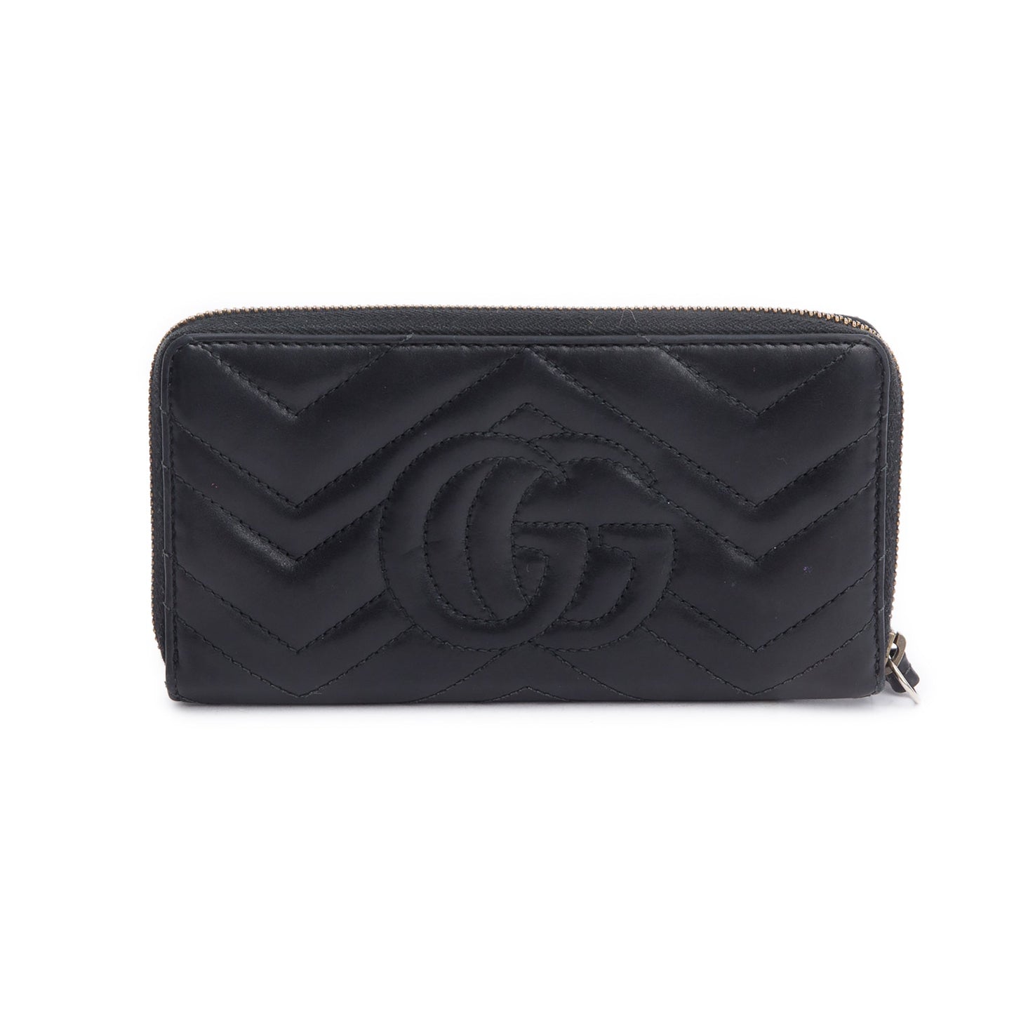 Gucci Black GG Marmont Matelasse Leather Zip Around Wallet