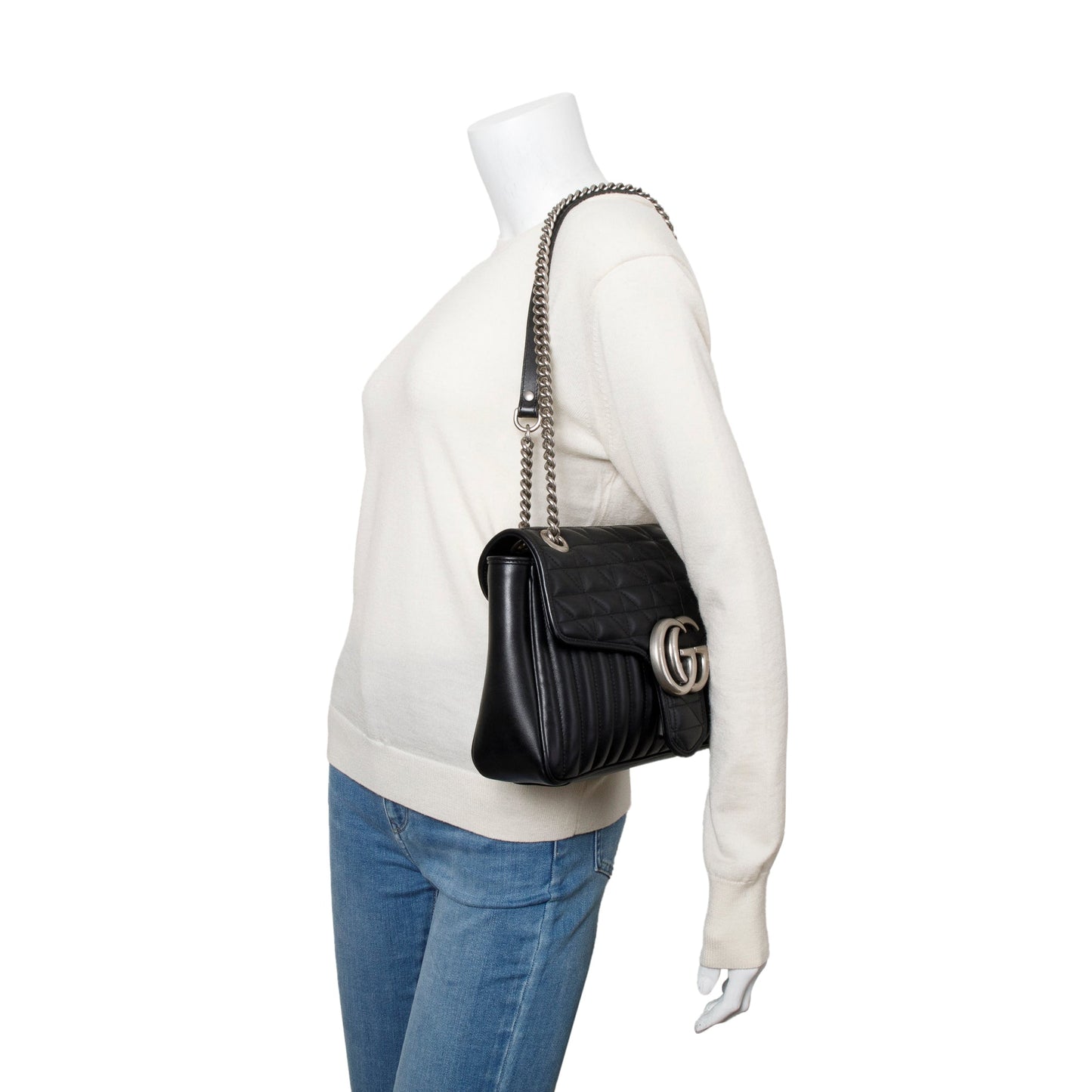 Gucci Black GG Marmont Matelasse Medium Shoulder Bag