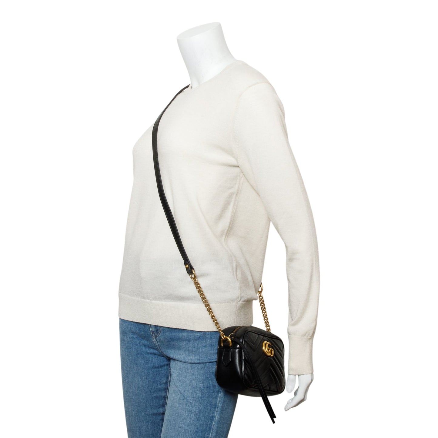 Gucci Black GG Marmont Matelasse Mini Camera Bag