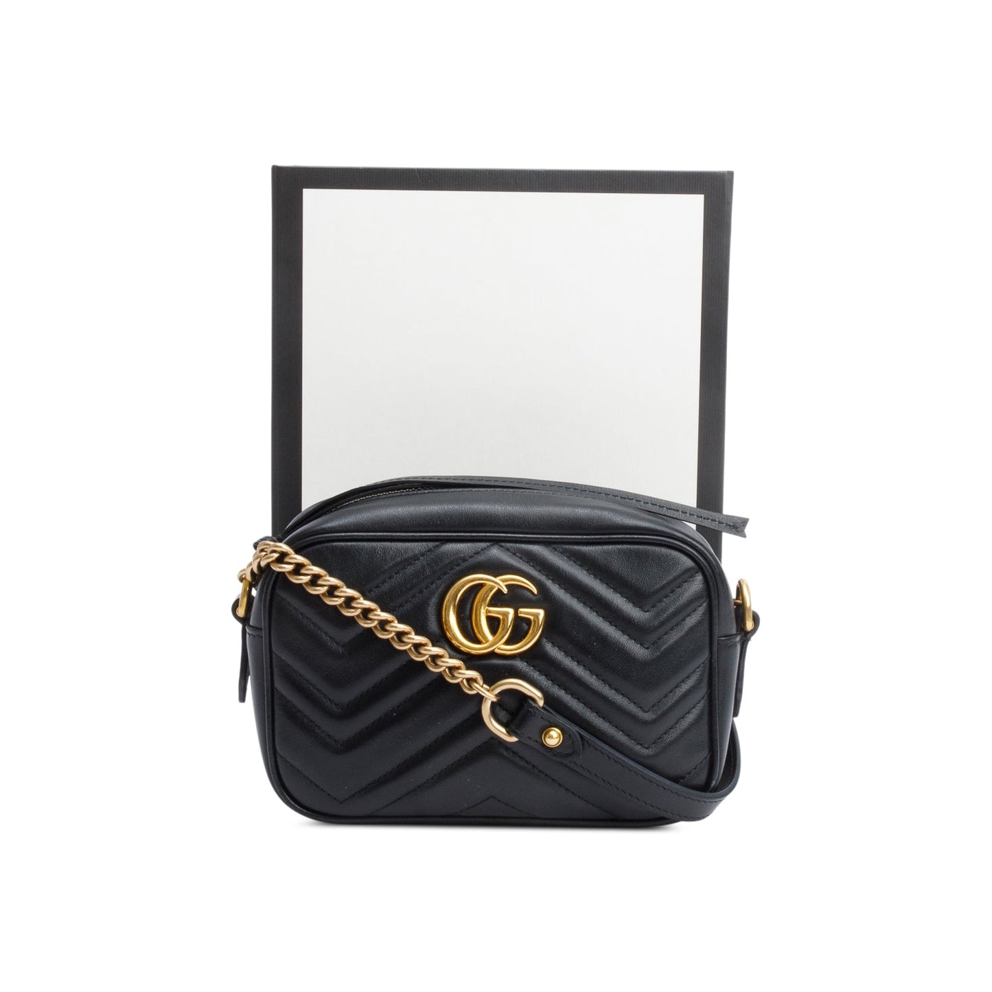 Gucci Black GG Marmont Matelasse Mini Camera Bag