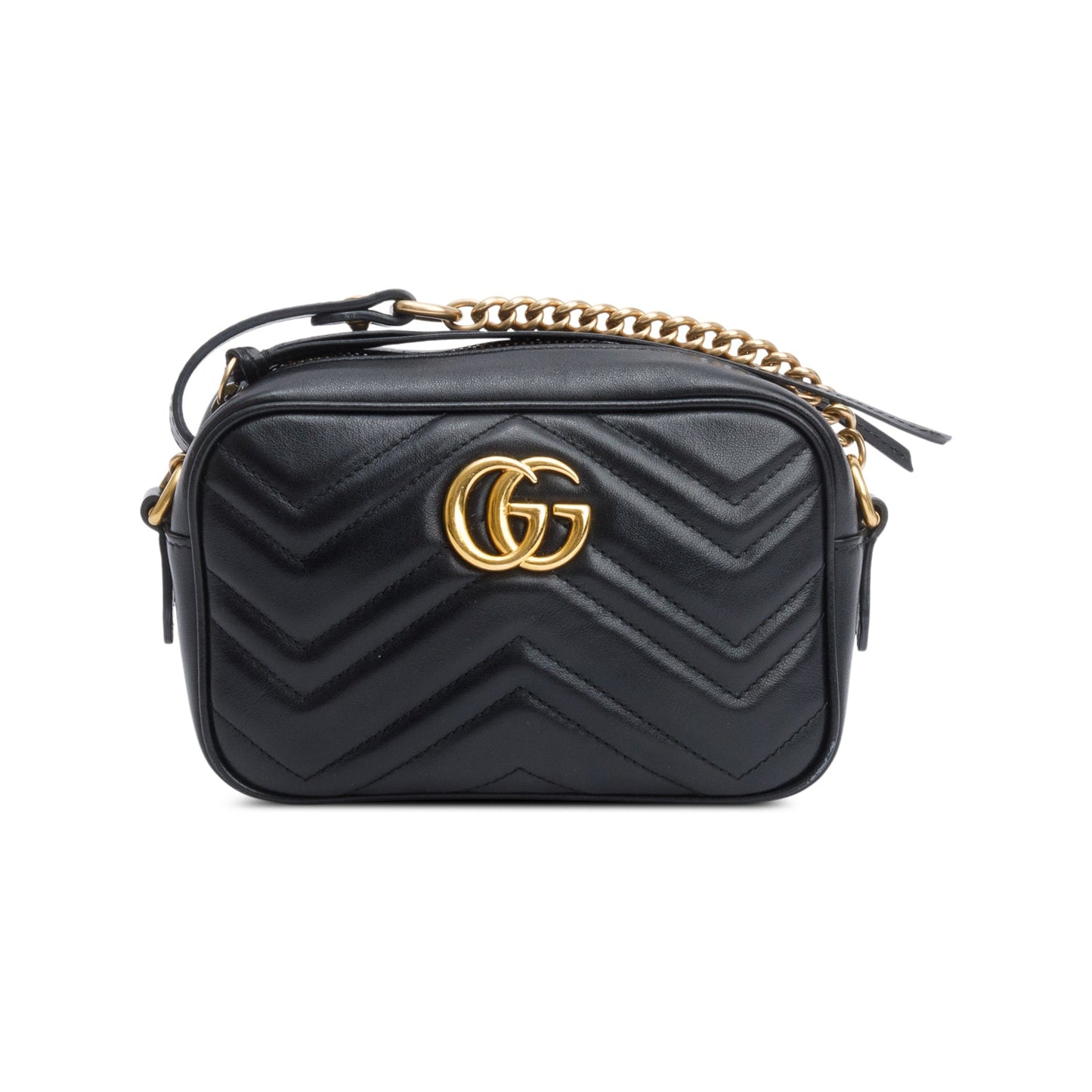 Gucci Black GG Marmont Matelasse Mini Camera Bag