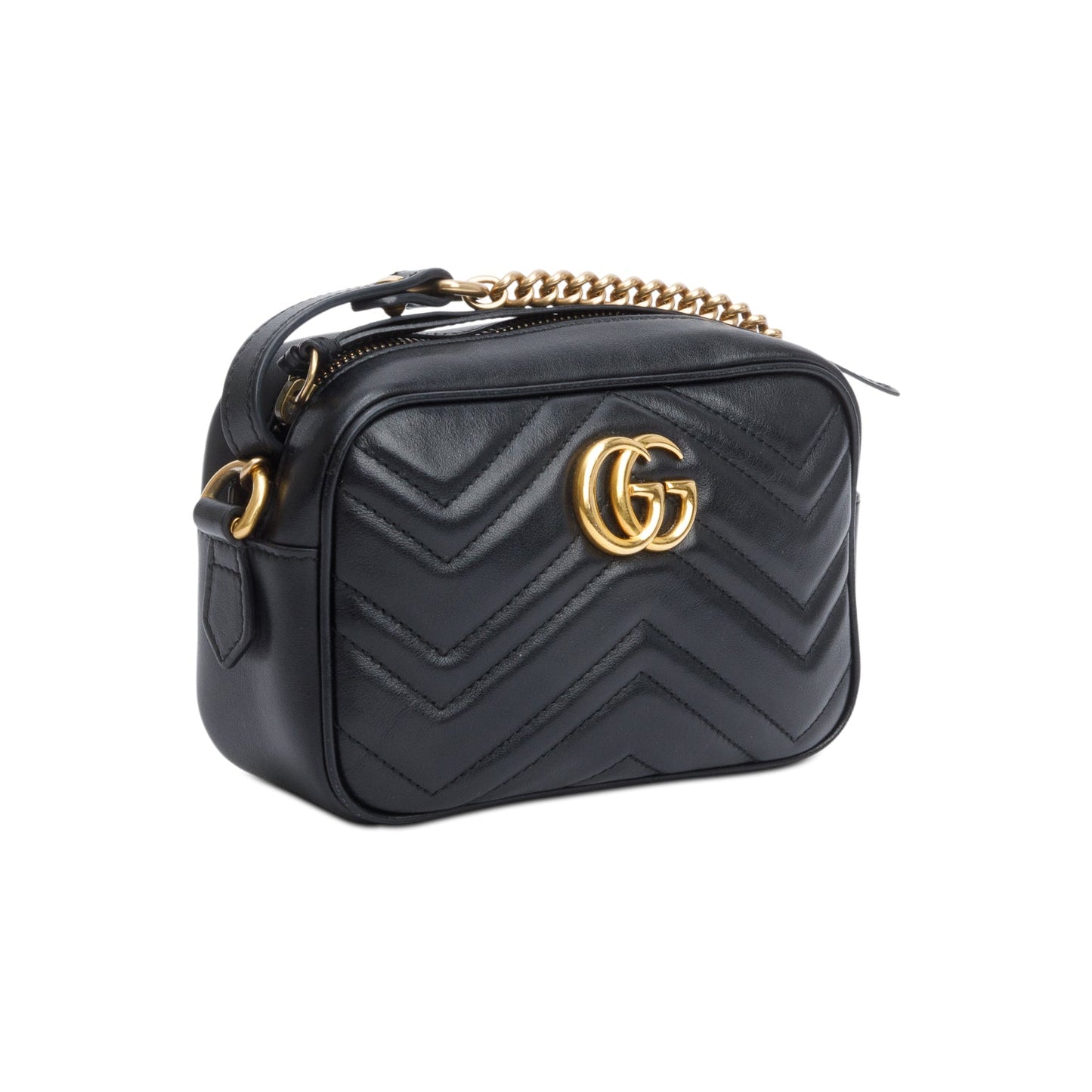 Gucci Black GG Marmont Matelasse Mini Camera Bag